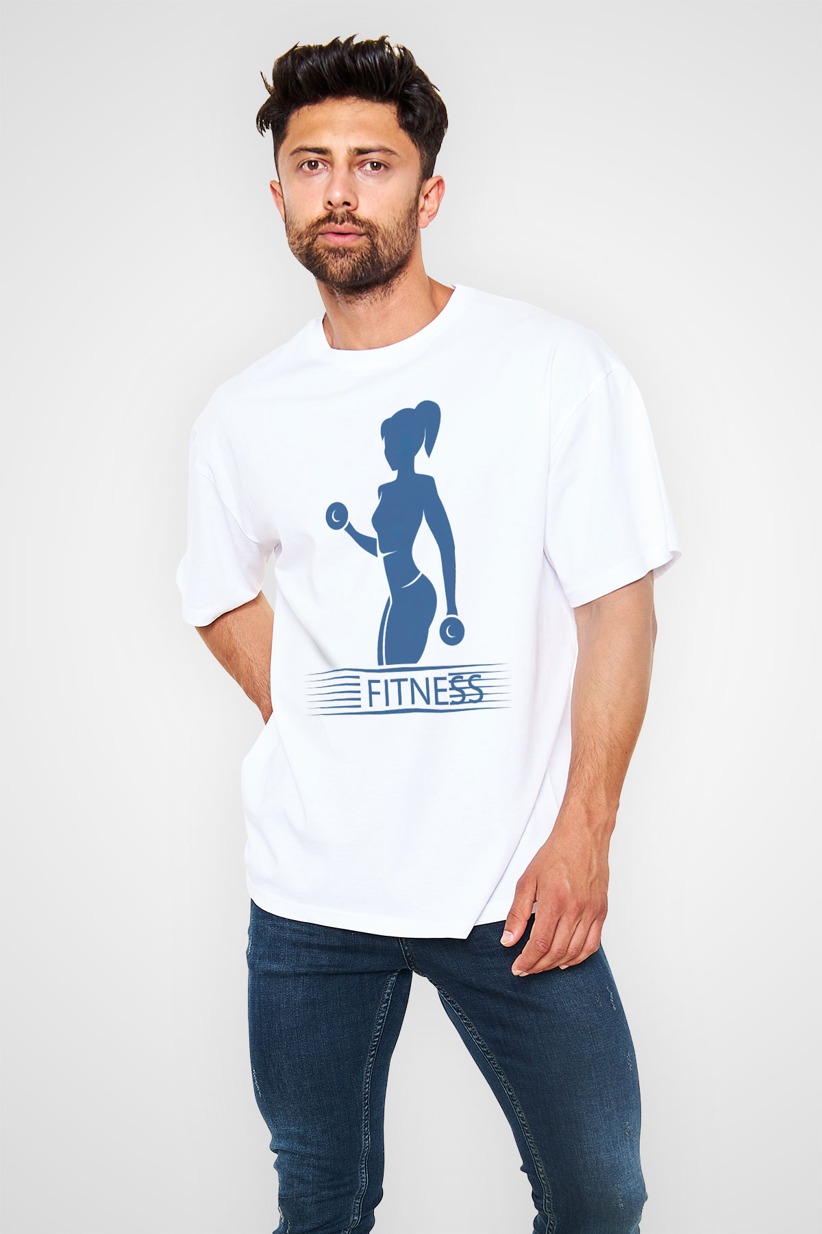 Fitness Beyaz Unisex Tişört T-Shirt - TişörtFabrikası