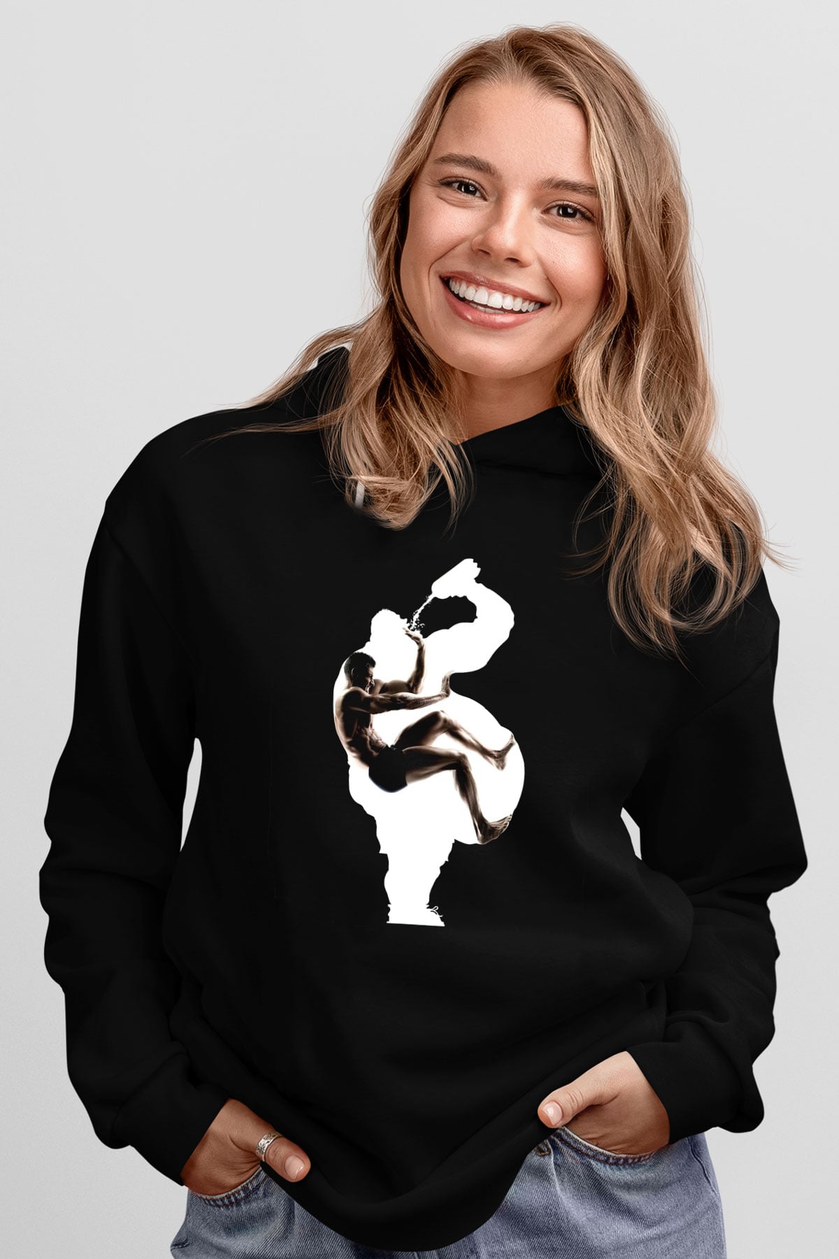 Fitness Siyah Unisex Kapüşonlu Sweatshirt