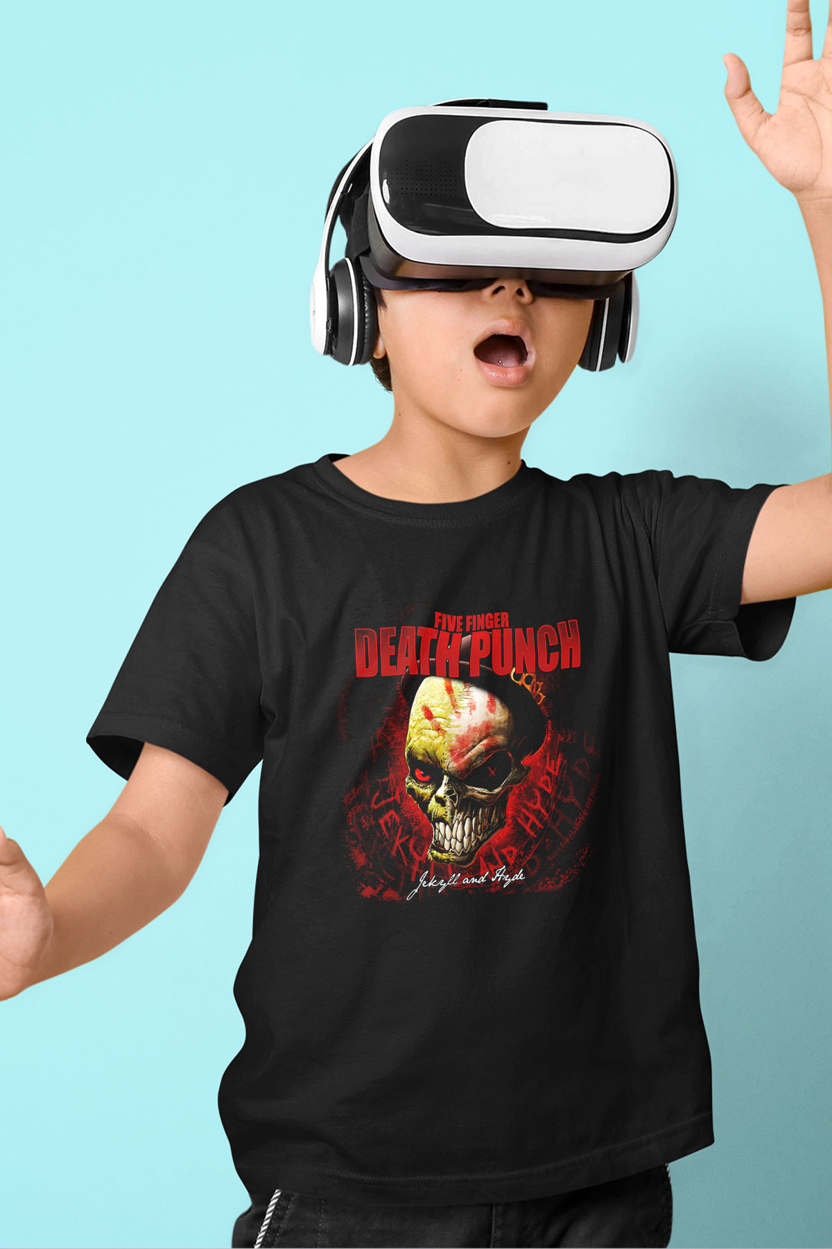 Five Finger Death Punch Baskılı Siyah Unisex Çocuk Tişört