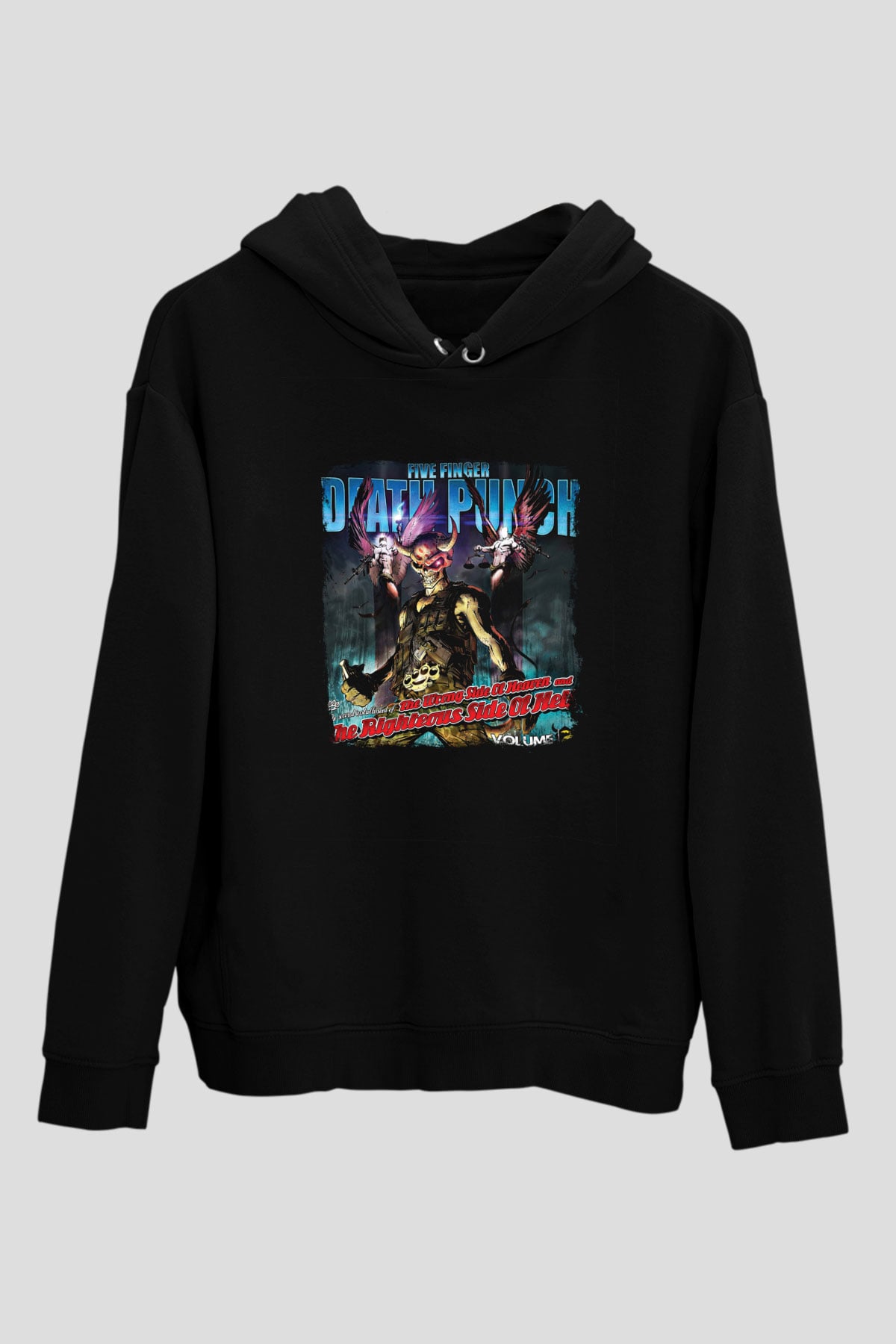 Five Finger Death Punch Baskılı Unisex Siyah Hoodie