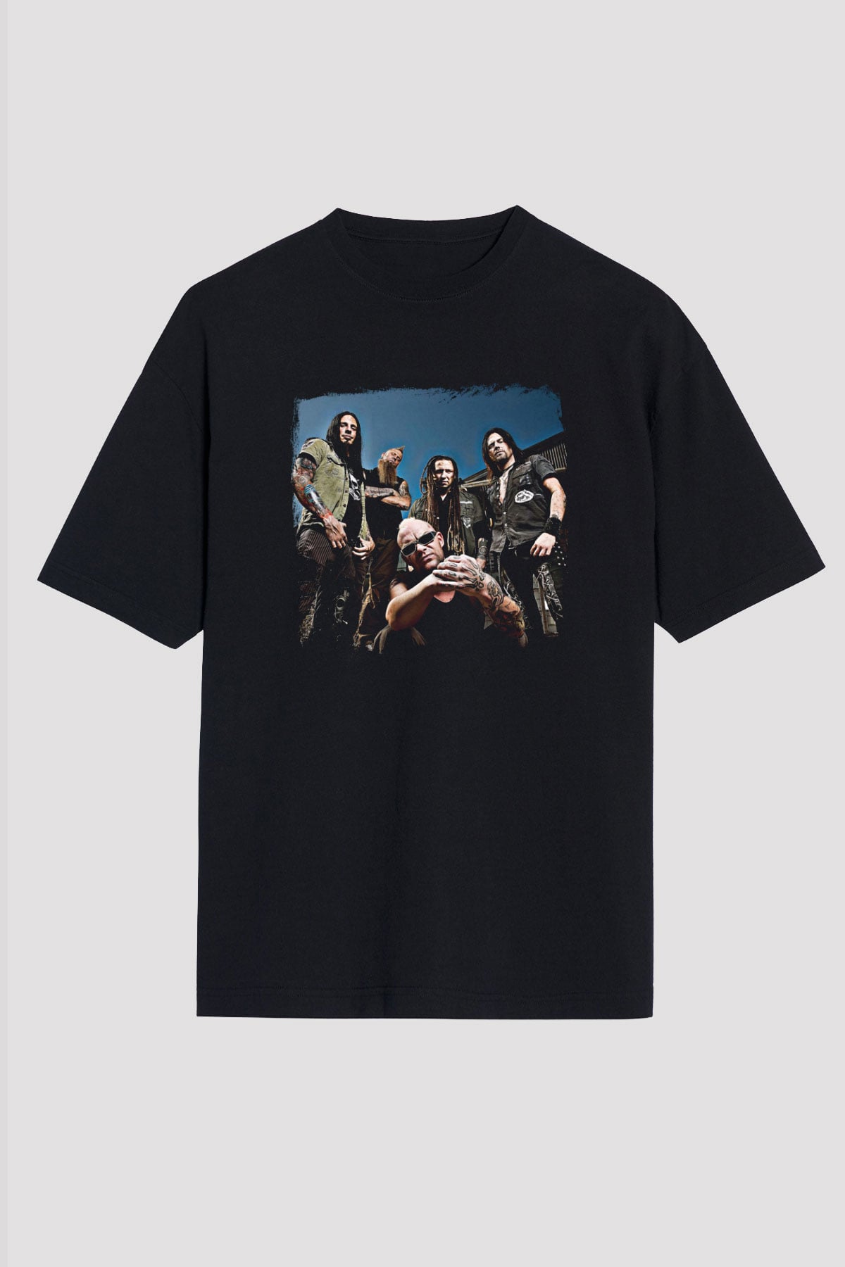 Five Finger Death Punch Baskılı Unisex Siyah Oversize Tişört