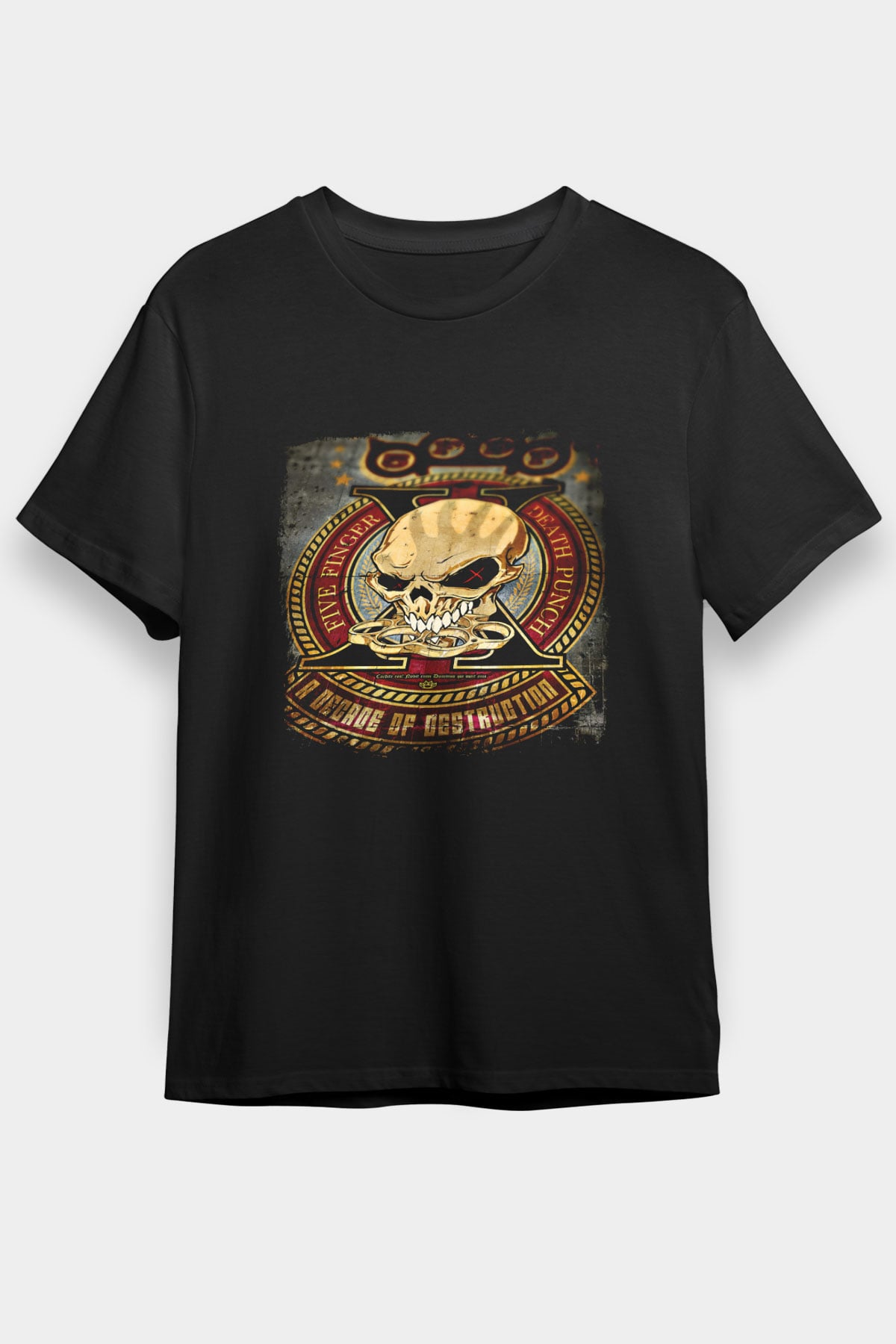 Five Finger Death Punch Baskılı Unisex Siyah Tişört