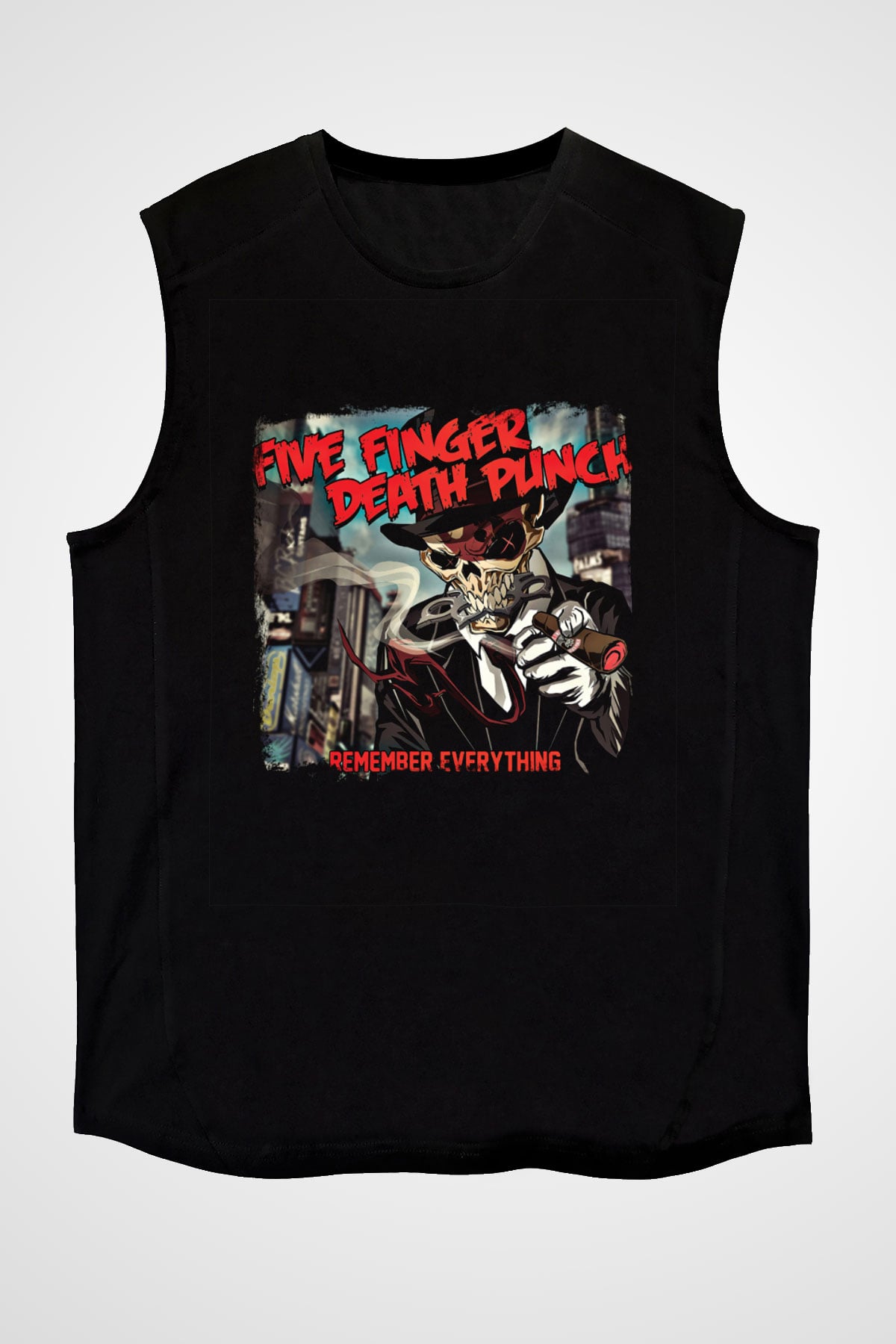 Five Finger Death Punch Baskılı Unisex Siyah Kolsuz Tişört