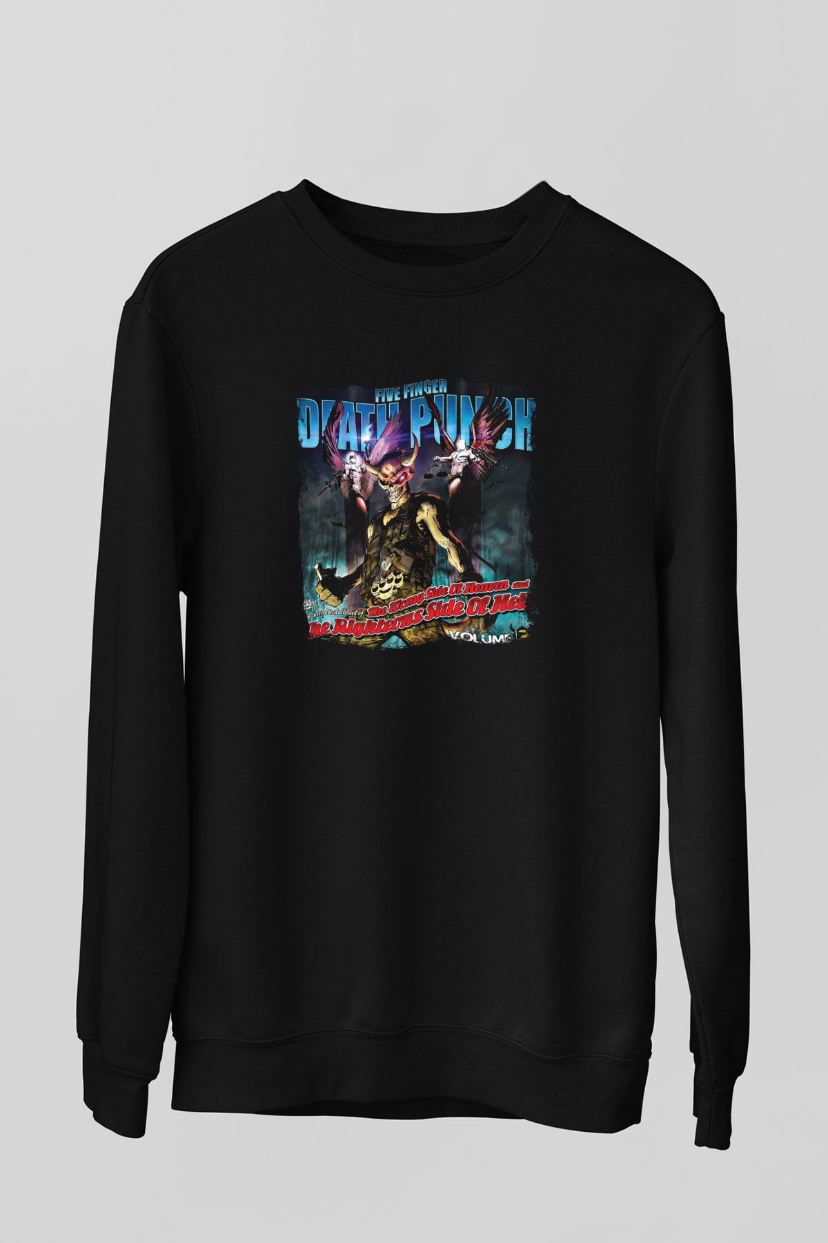 Five Finger Death Punch Baskılı Unisex Siyah Sweatshirt