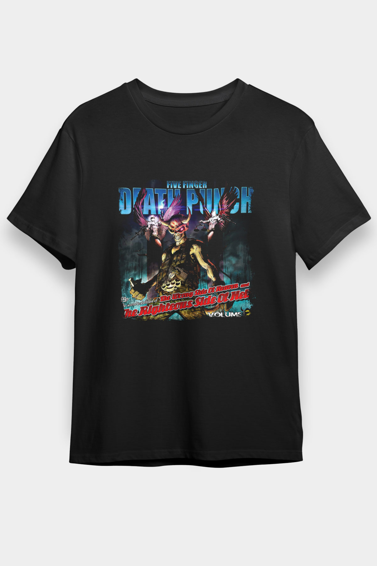 Five Finger Death Punch Baskılı Unisex Siyah Tişört