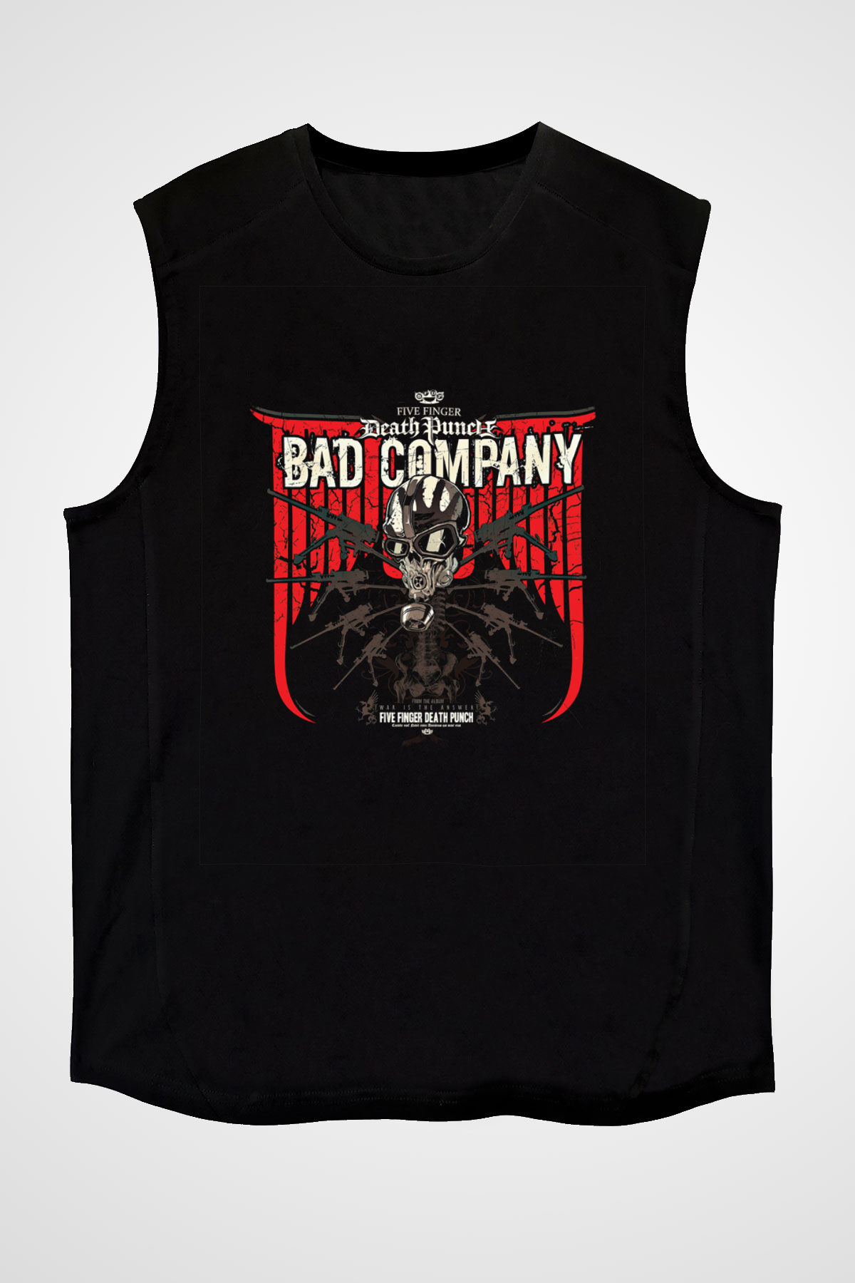 Five Finger Death Punch Baskılı Unisex Siyah Kolsuz Tişört