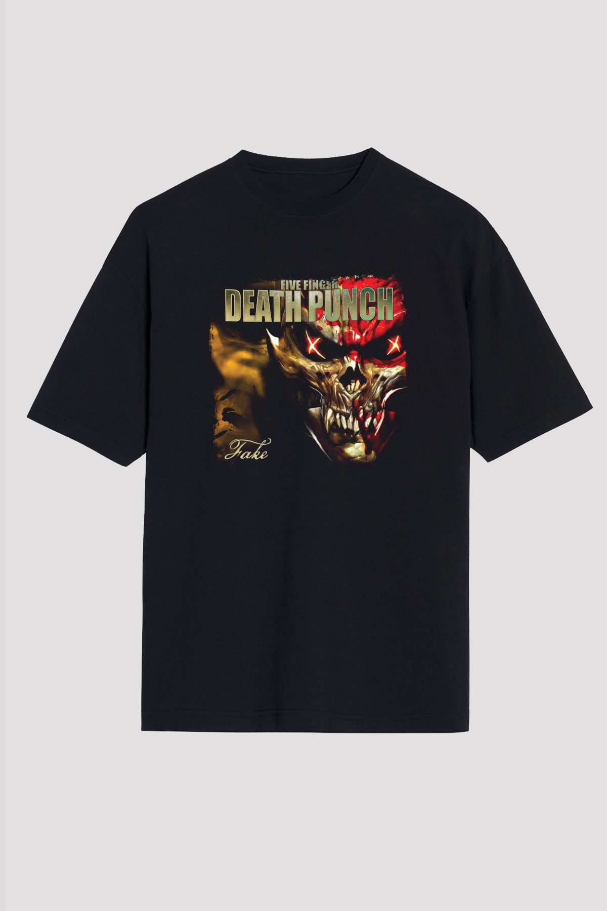 Five Finger Death Punch Baskılı Unisex Siyah Oversize Tişört