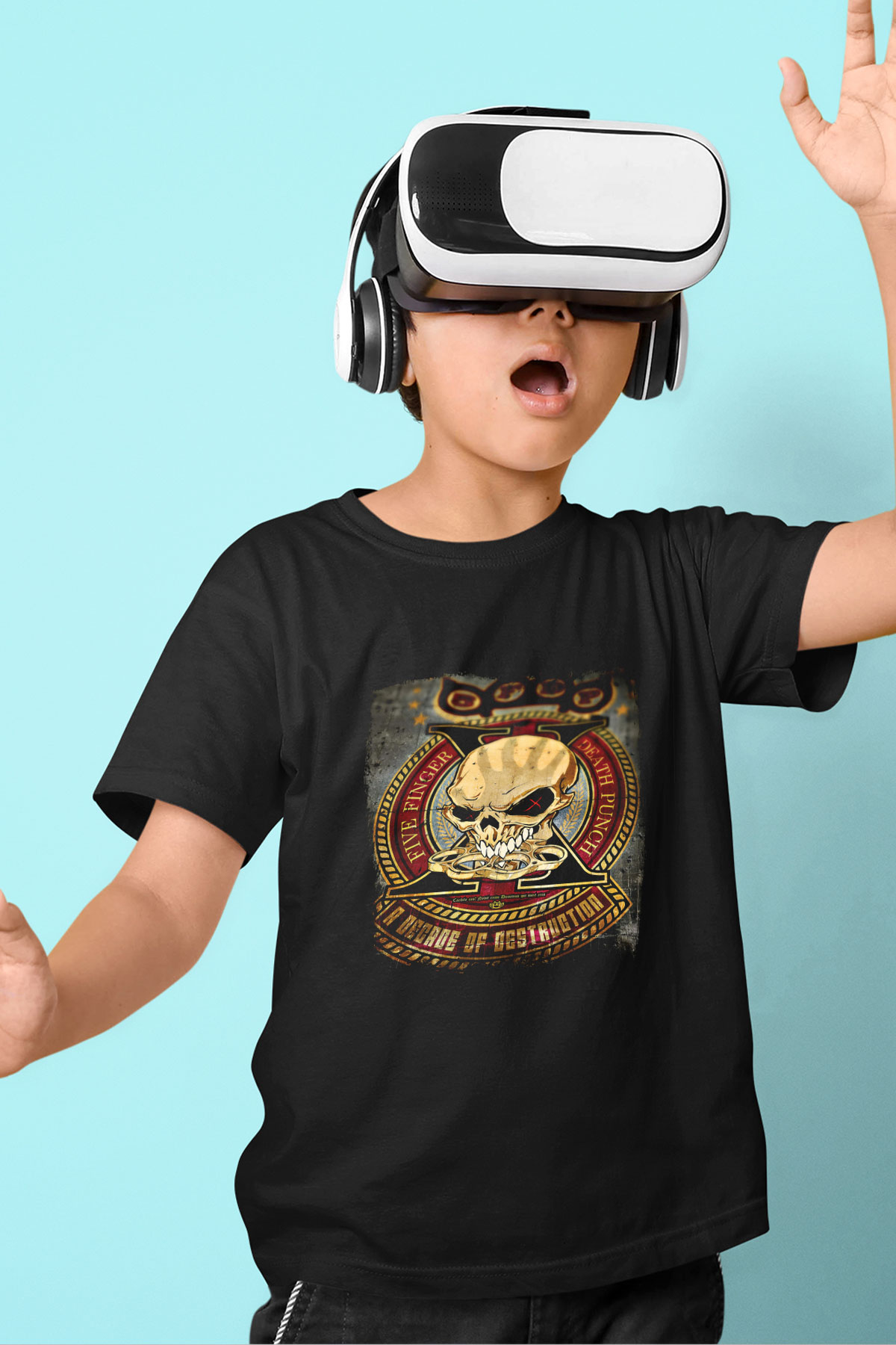 Five Finger Death Punch Baskılı Unisex Siyah Çocuk Tişört