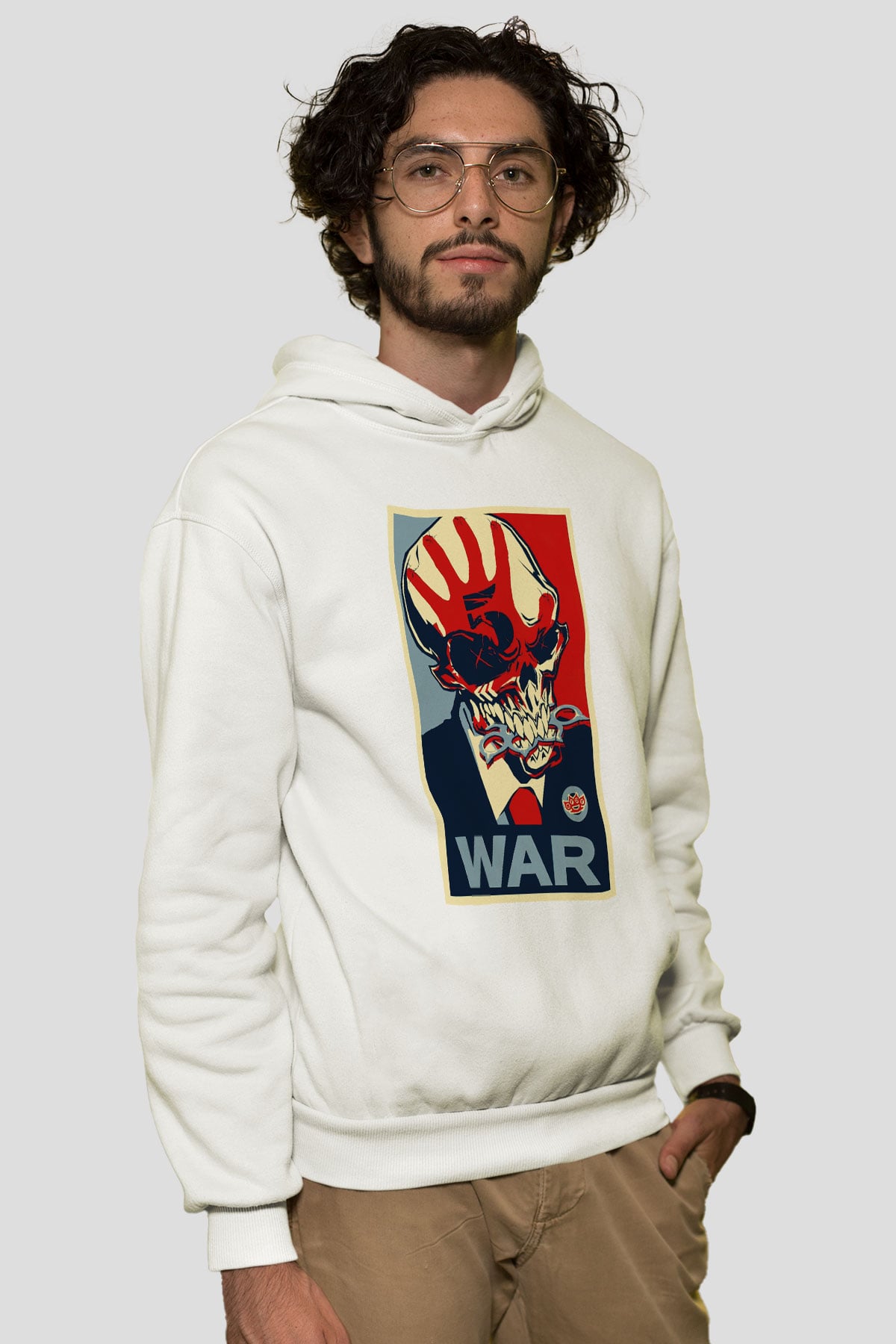 Five Finger Death Punch Beyaz Unisex Kapşonlu Sweatshirt