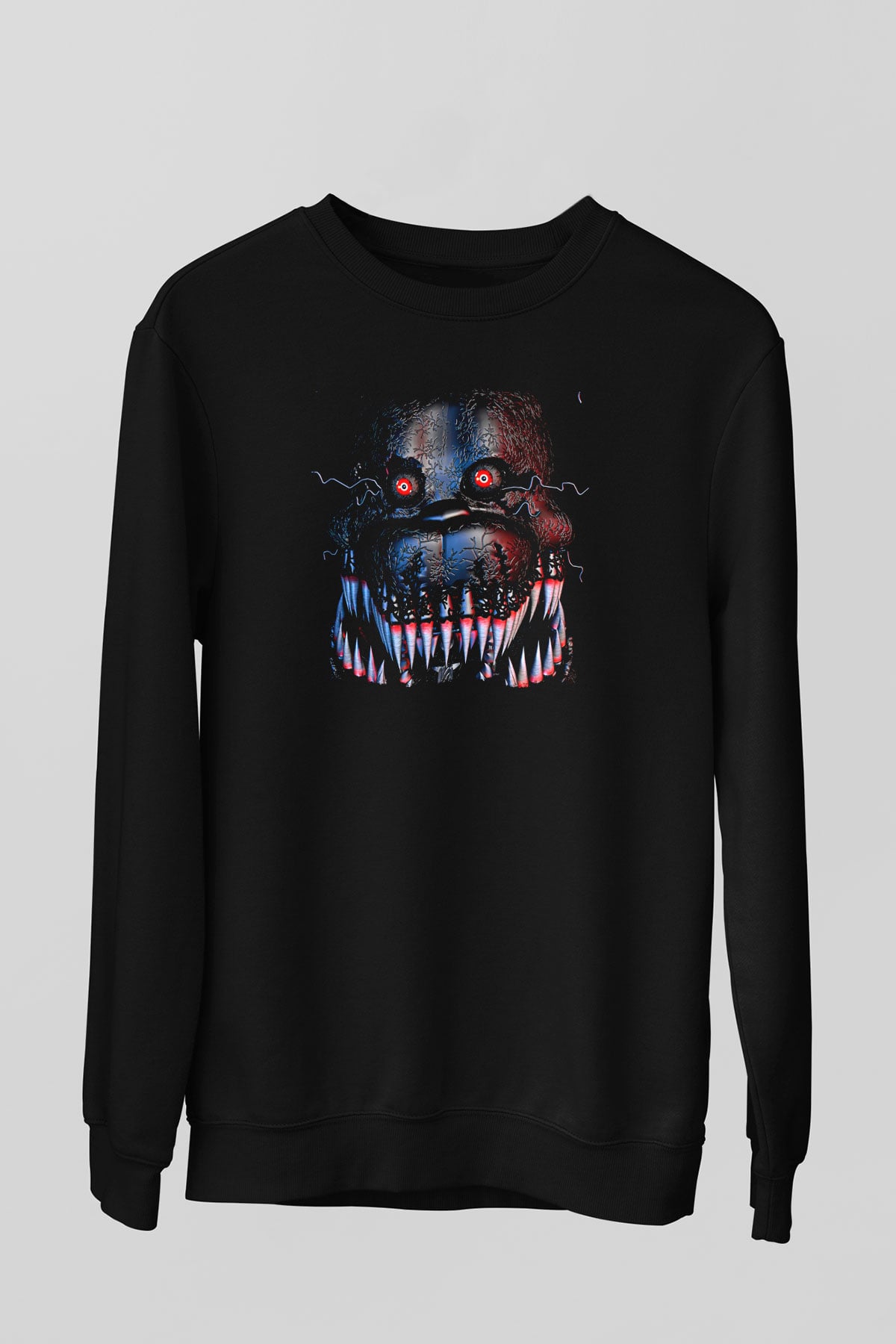 Five Nights At Freddy Baskılı Unisex Siyah Sweatshirt