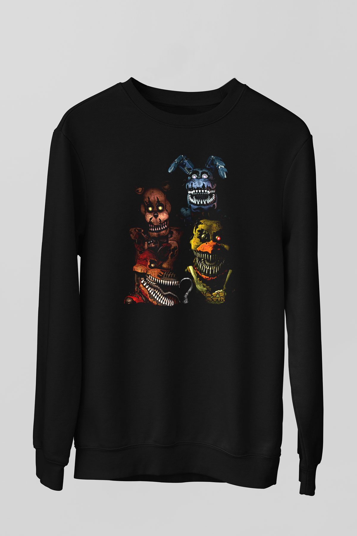 Five Nights At Freddy Baskılı Unisex Siyah Sweatshirt