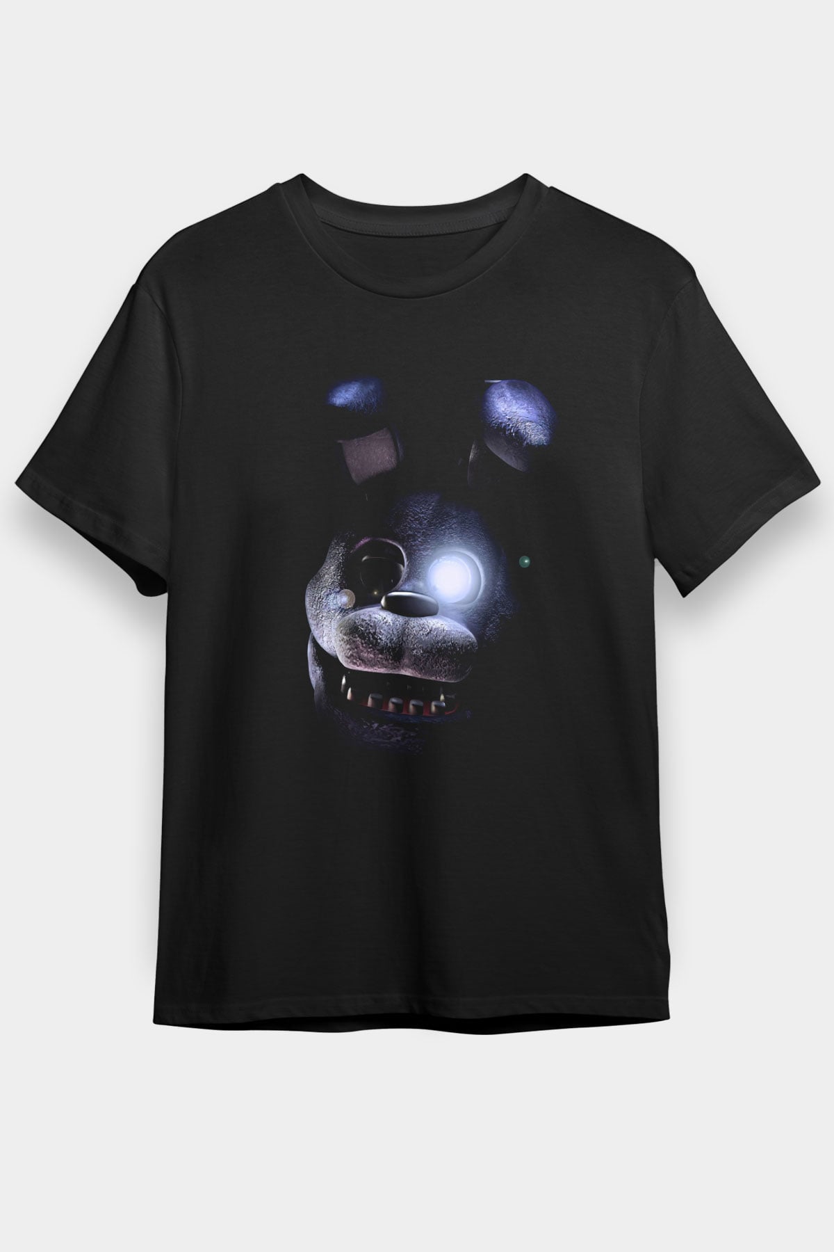 Five Nights At Freddy Baskılı Unisex Siyah Tişört - Tshirt