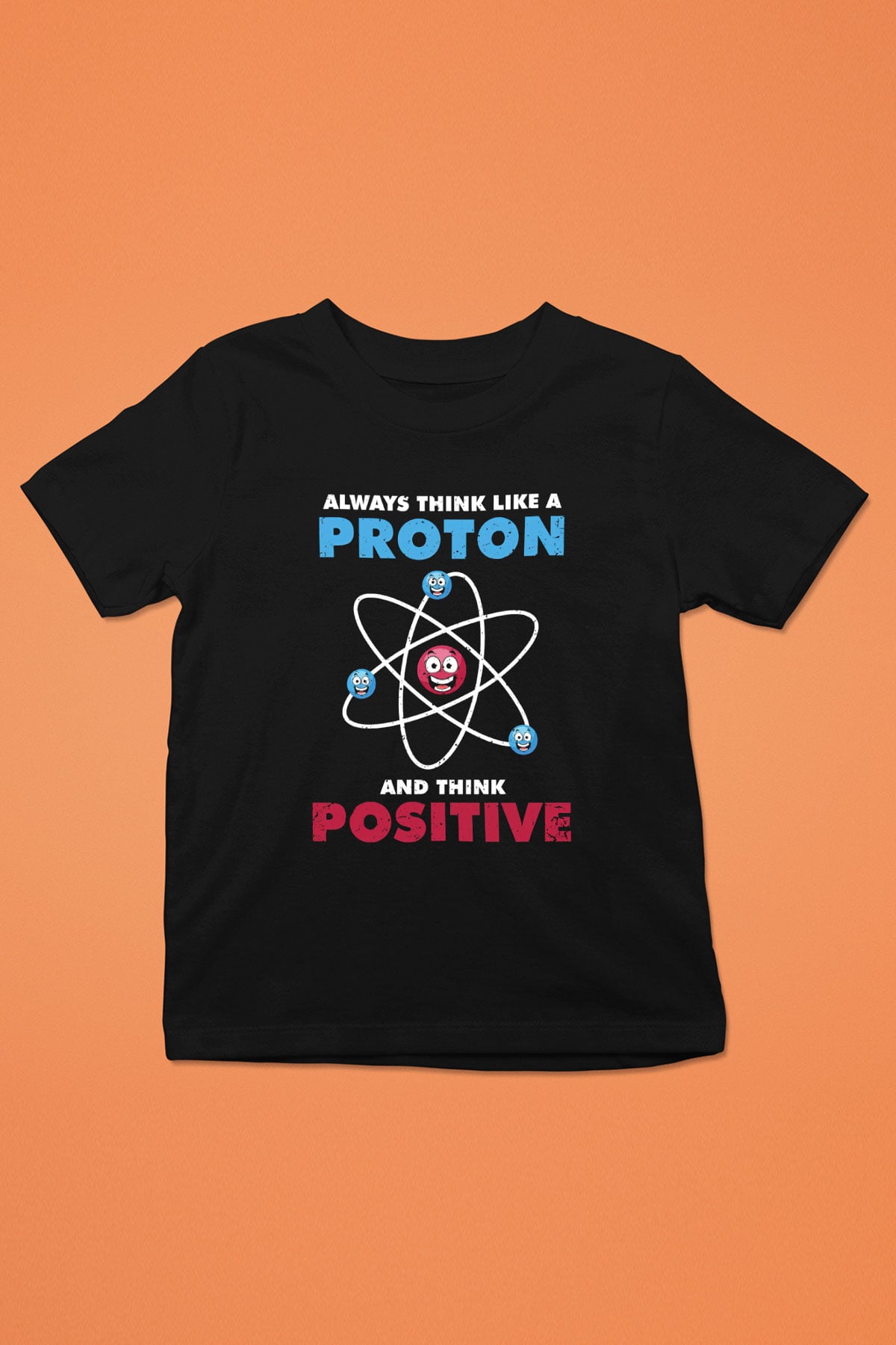 Fizik Atom Proton Pozitif Baskılı Unisex Siyah Çocuk Tişörtü - Tshirt