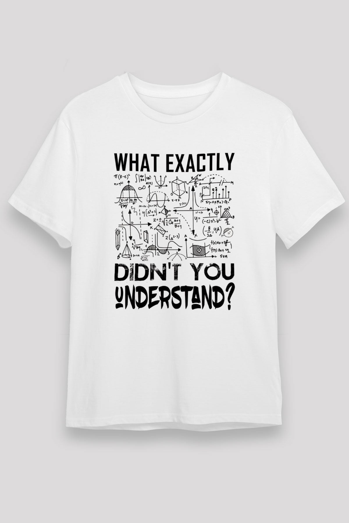 Fizik Grafikler Denklemler Baskılı Unisex Beyaz Tişört - Tshirt