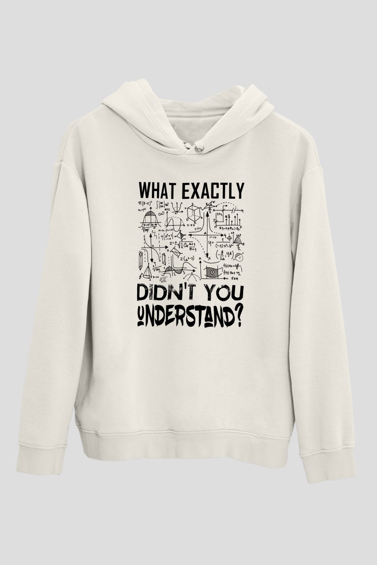 Fizik Grafikler Denklemler Baskılı Unisex Ekru Hoodie