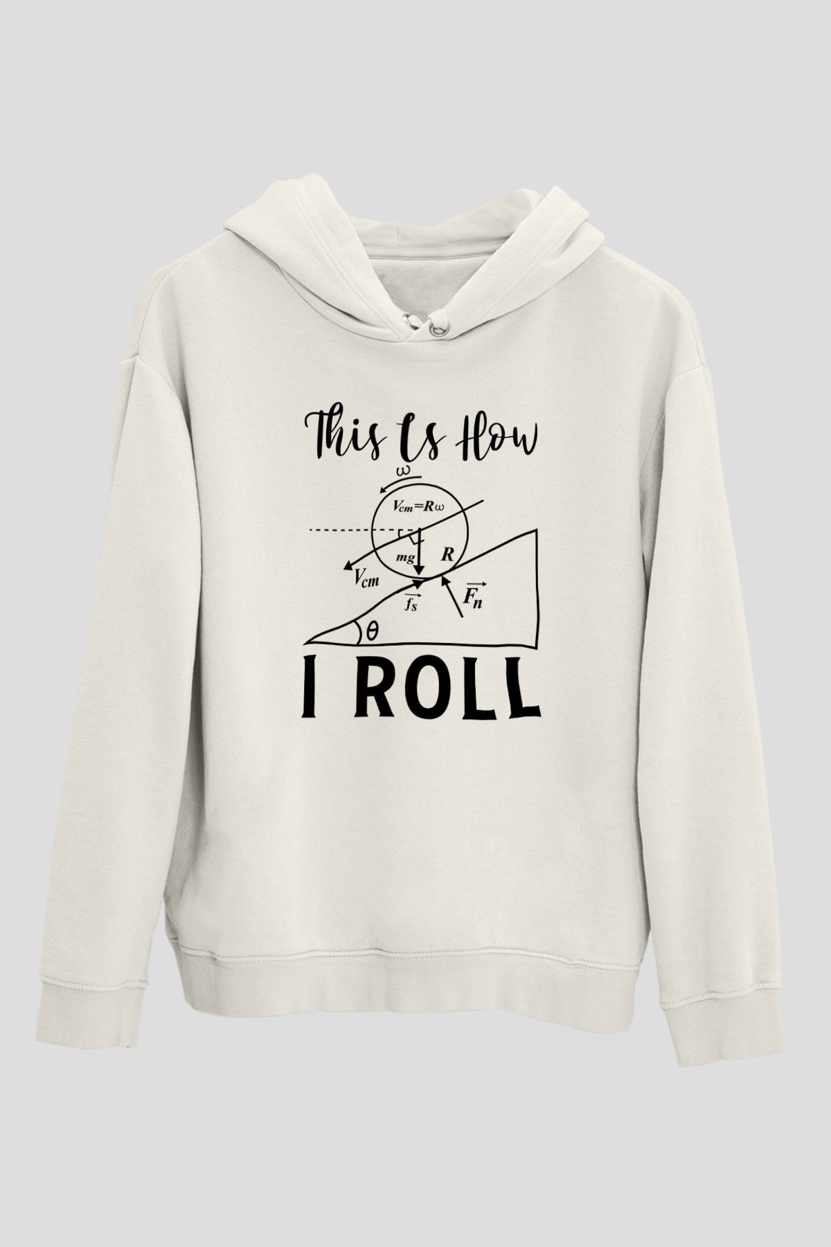 Fizik Mekanik Baskılı Unisex Ekru Hoodie