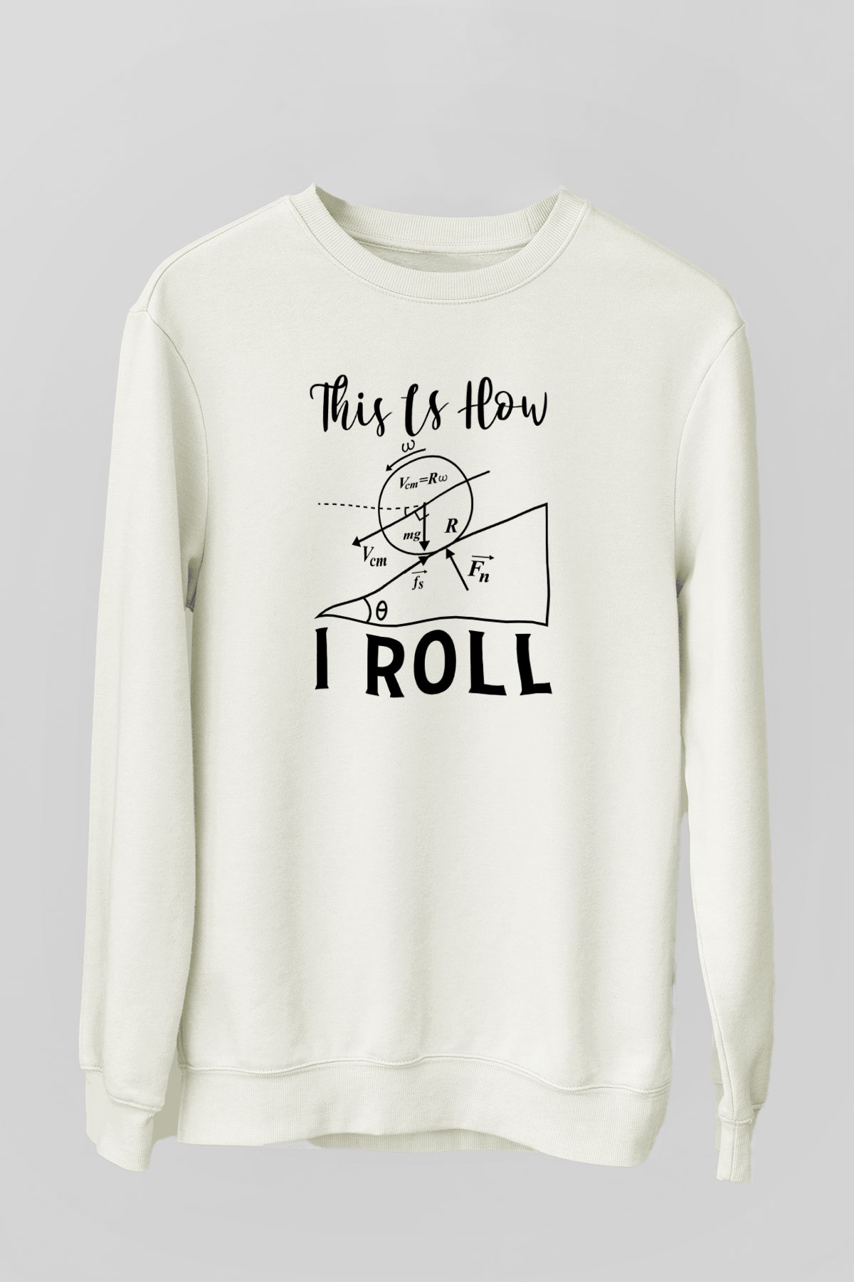 Fizik Mekanik Baskılı Unisex Ekru Sweatshirt