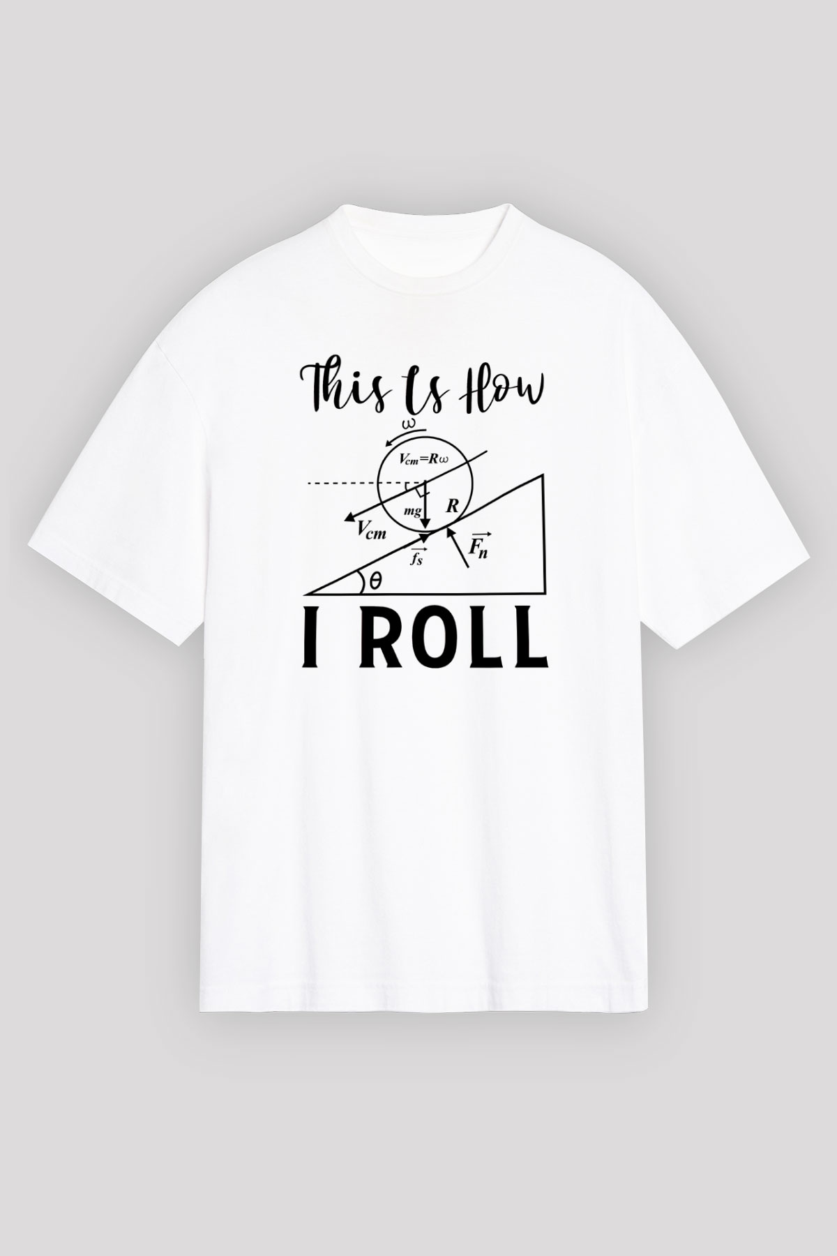 Fizik Mekanik Baskılı Unisex Oversize Beyaz Tişört - Tshirt