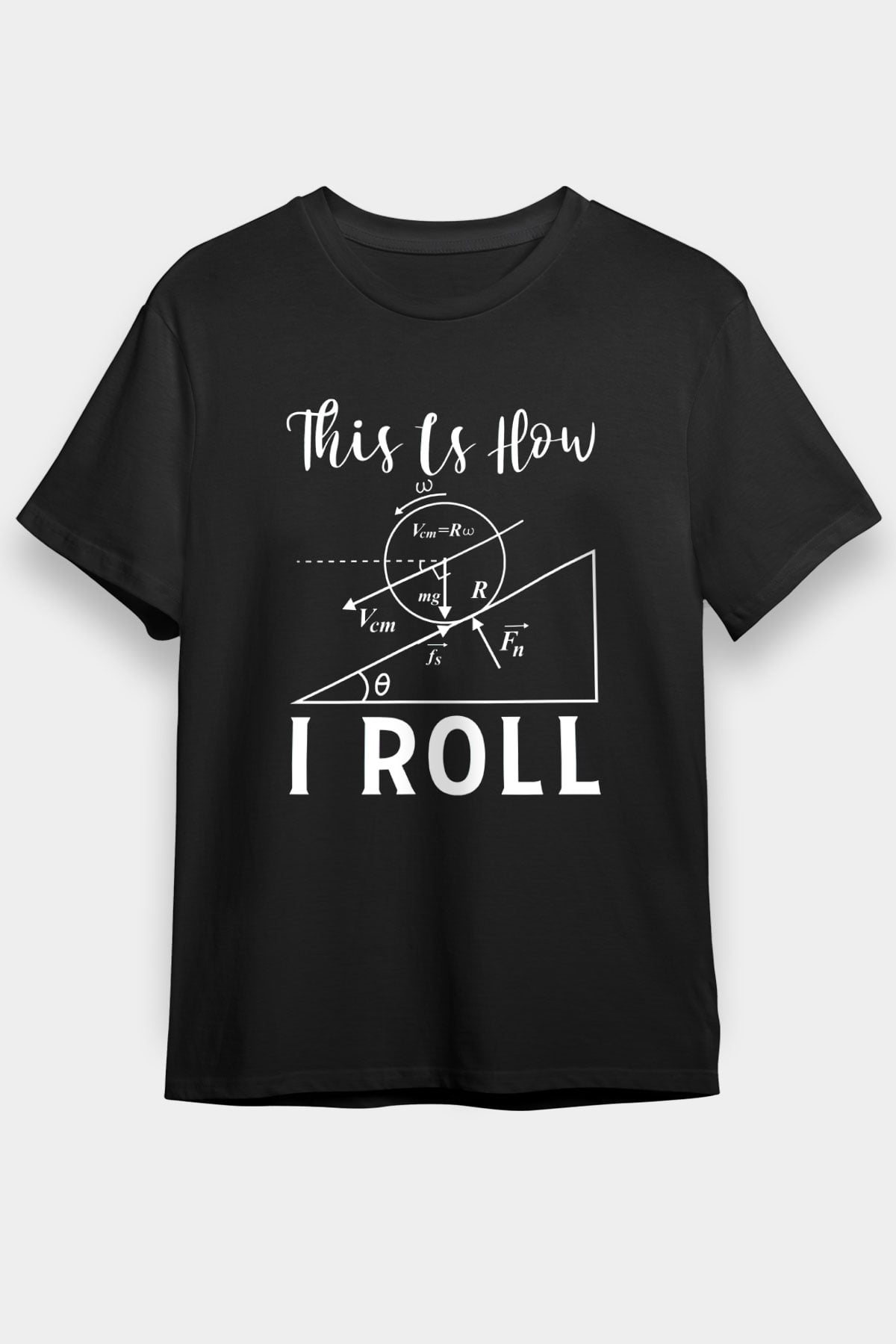 Fizik Mekanik Baskılı Unisex Siyah Tişört - Tshirt