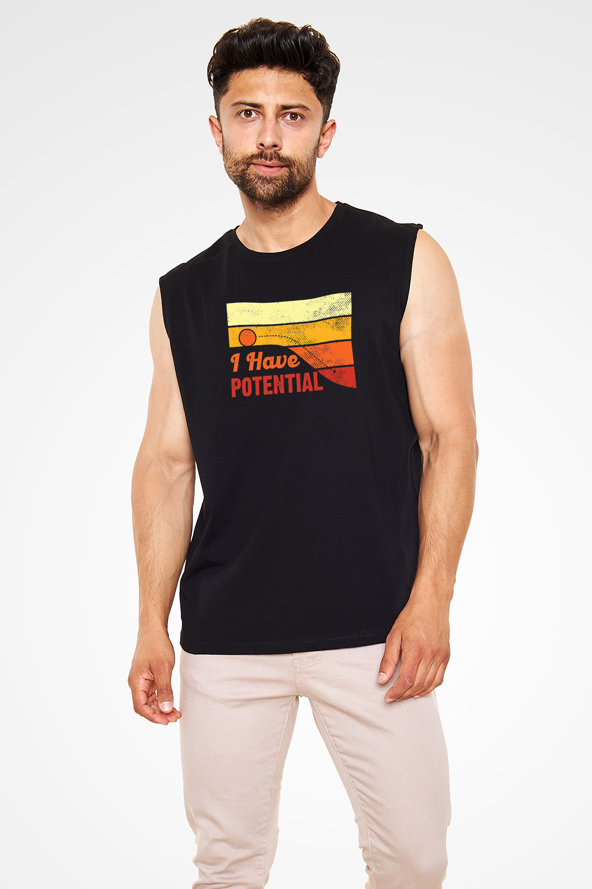 Fizik Potansiyel Baskılı Unisex Kolsuz Siyah Tişört - Tshirt