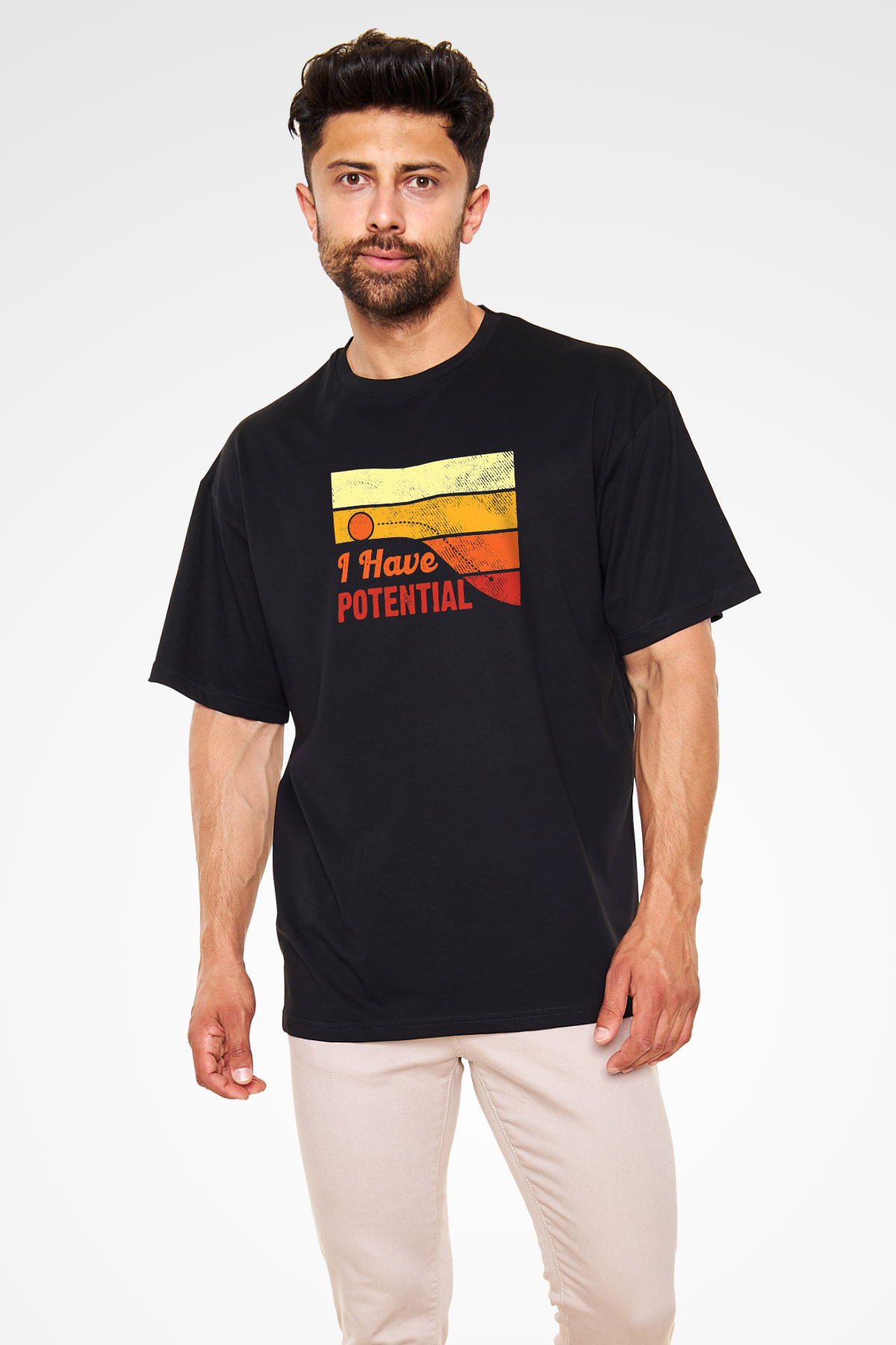 Fizik Potansiyel Baskılı Unisex Oversize Tişört - Tshirt