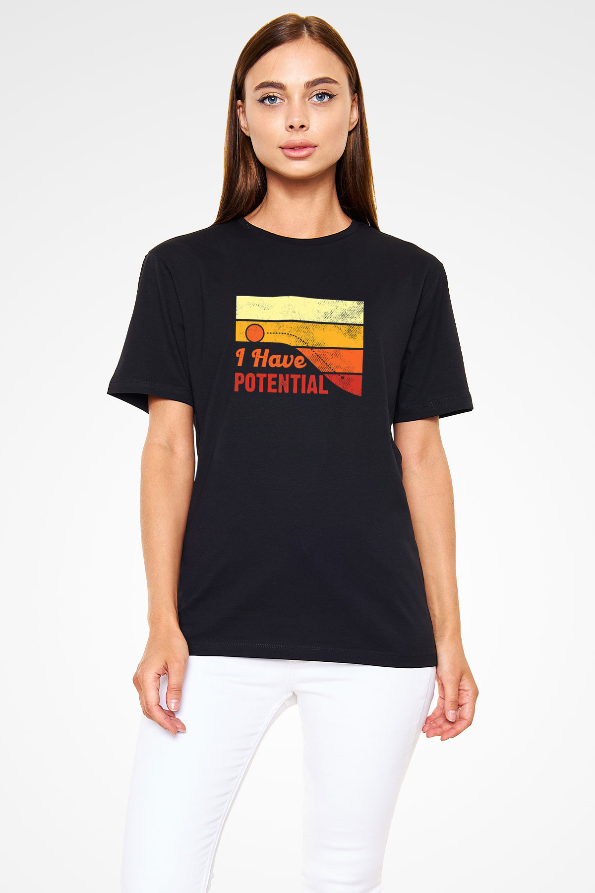 Fizik Potansiyel Baskılı Unisex Siyah Tişört - Tshirt