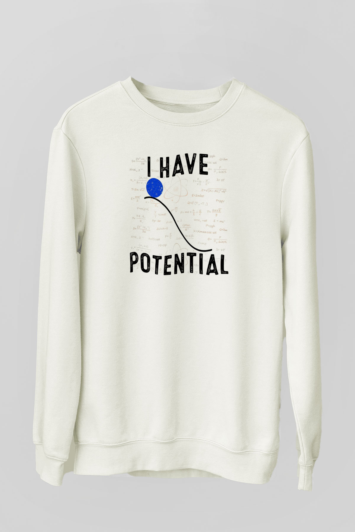 Fizik Potansiyel Enerji Baskılı Unisex Ekru Sweatshirt