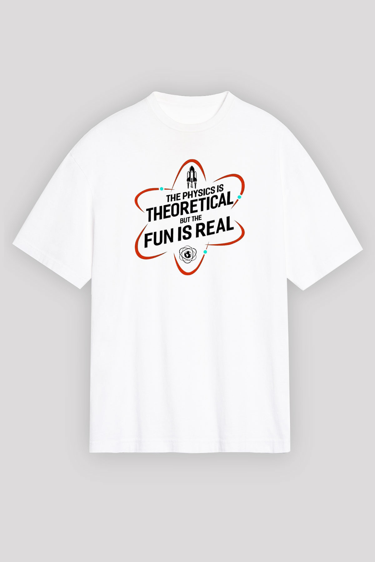 Fizik Teorik Baskılı Unisex Oversize Beyaz Tişört - Tshirt