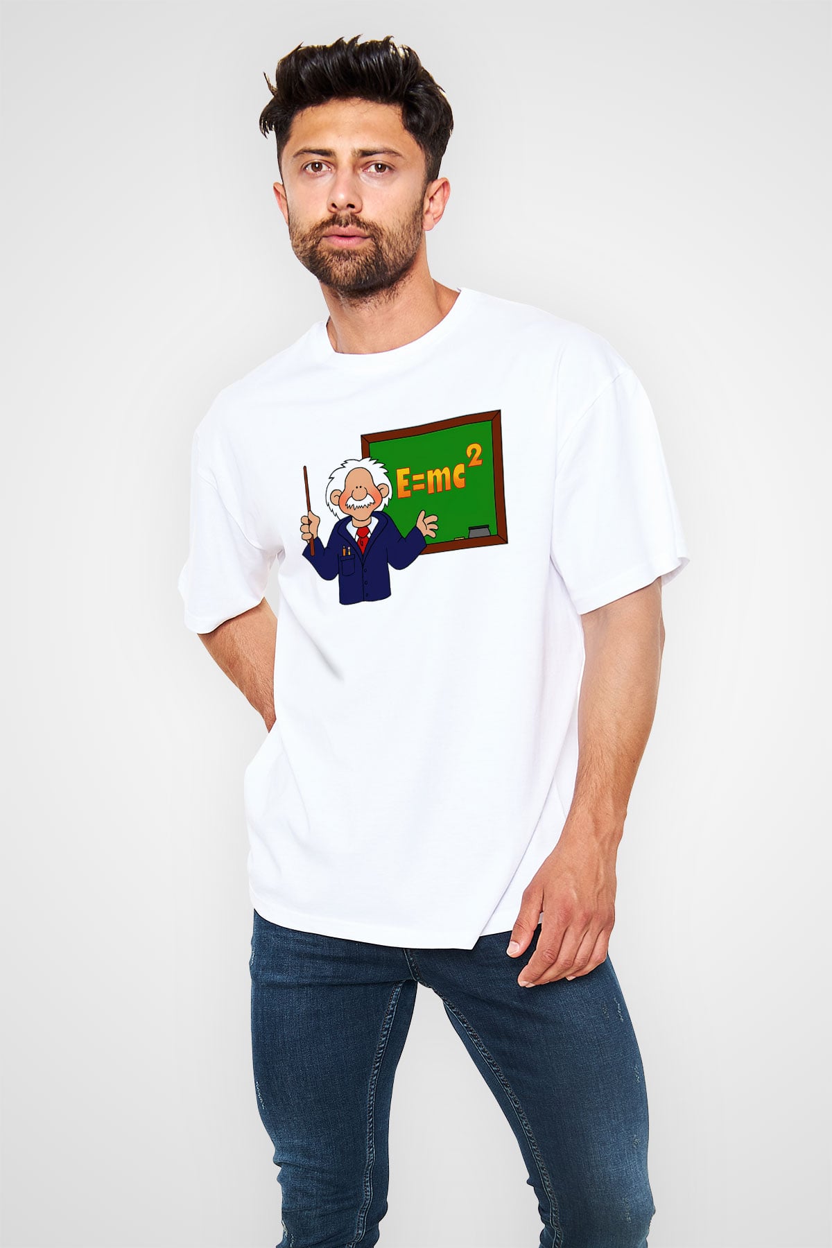 Fizikçi Beyaz Unisex Oversize Tişört T-Shirt