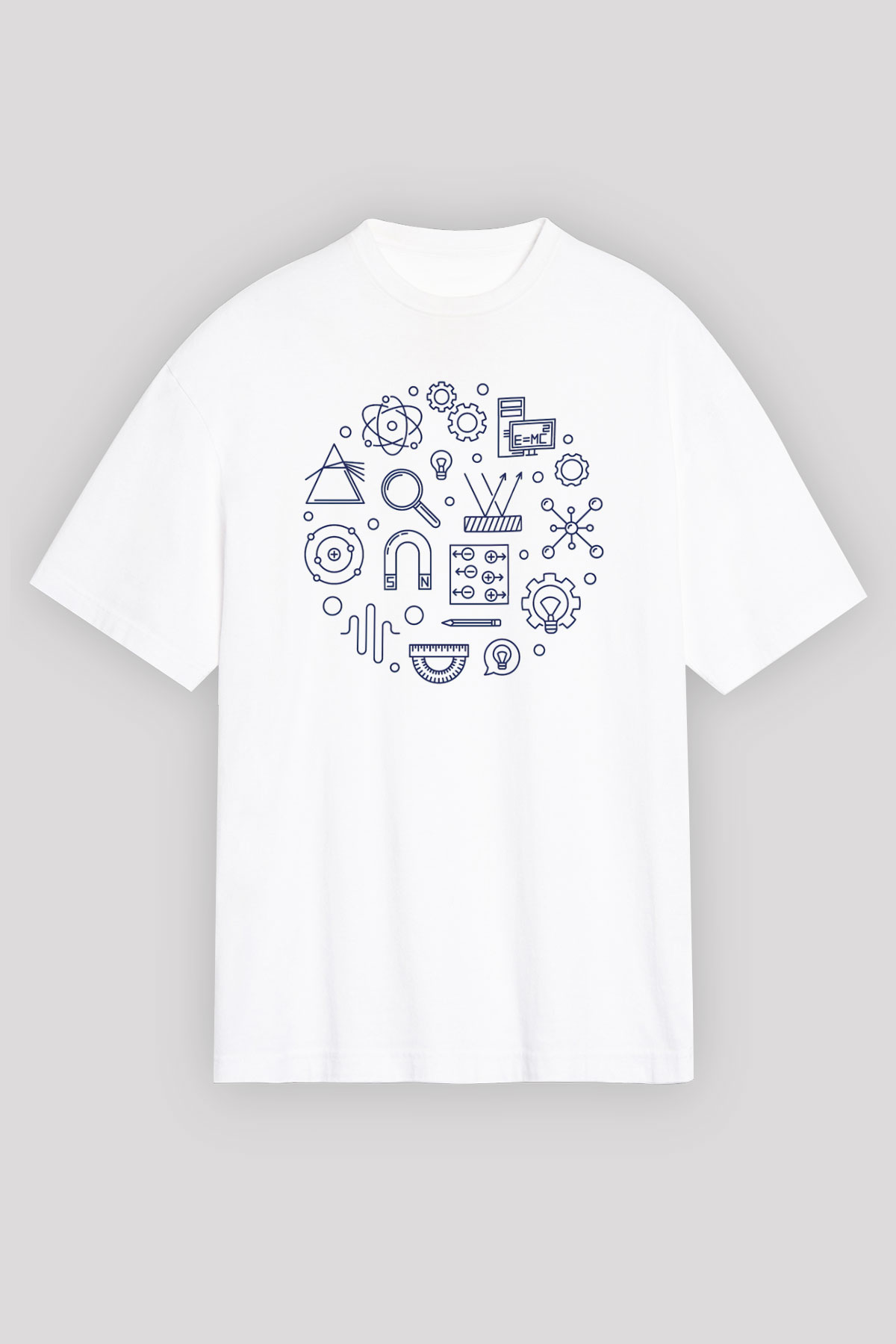 Fizikçi Beyaz Unisex Oversize Tişört T-Shirt