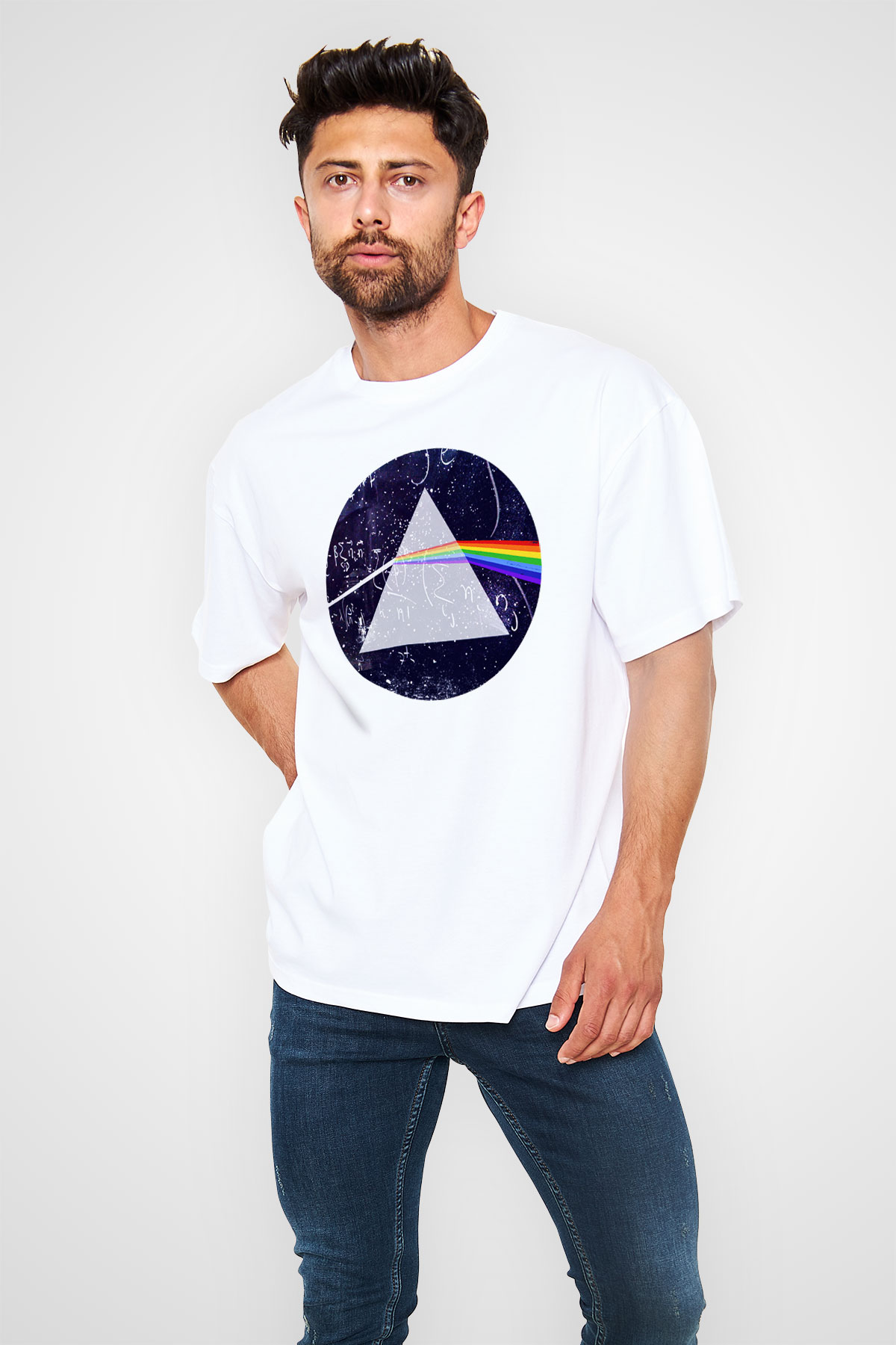 Fizikçi Beyaz Unisex Oversize Tişört T-Shirt