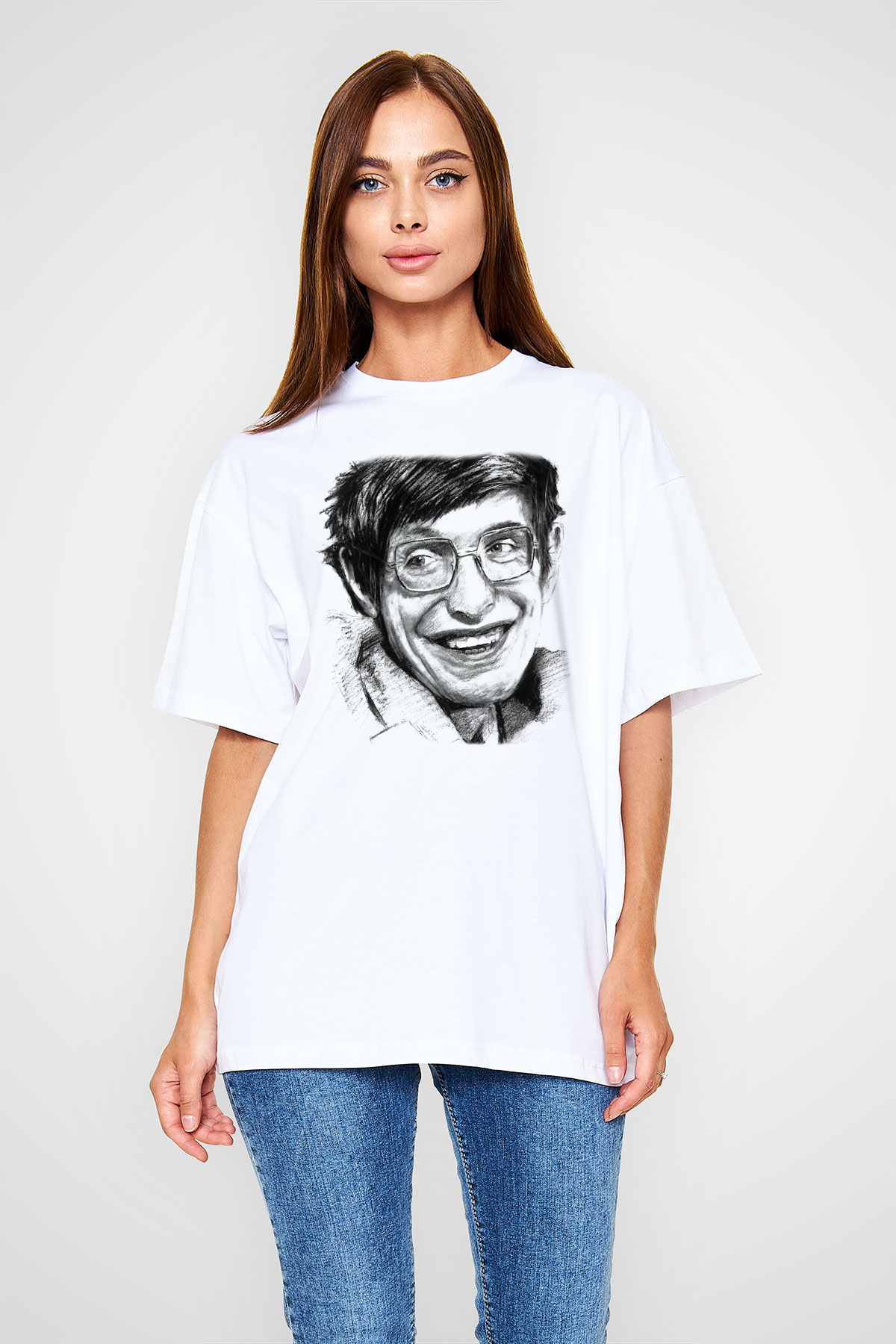 Fizikçi Beyaz Unisex Oversize Tişört T-Shirt