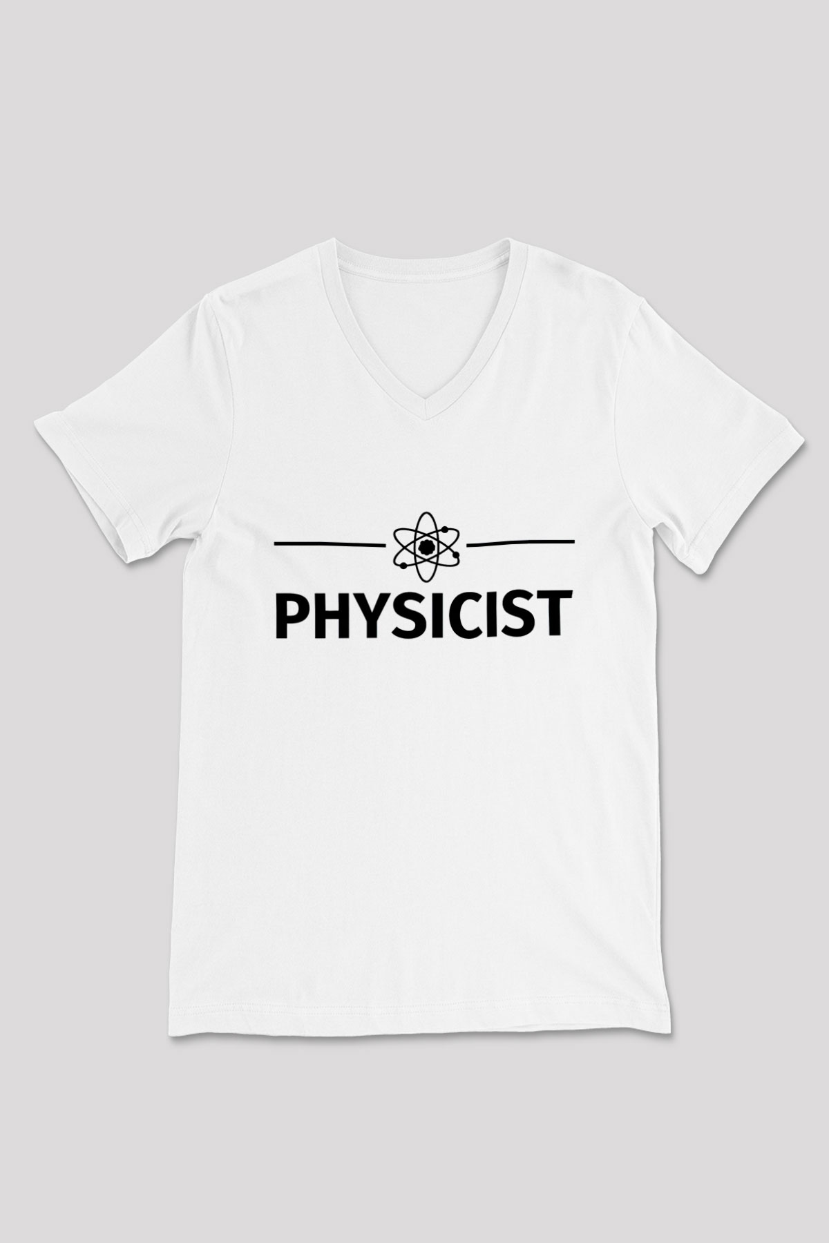 Fizikçi Beyaz Unisex V Yaka Tişört T-Shirt