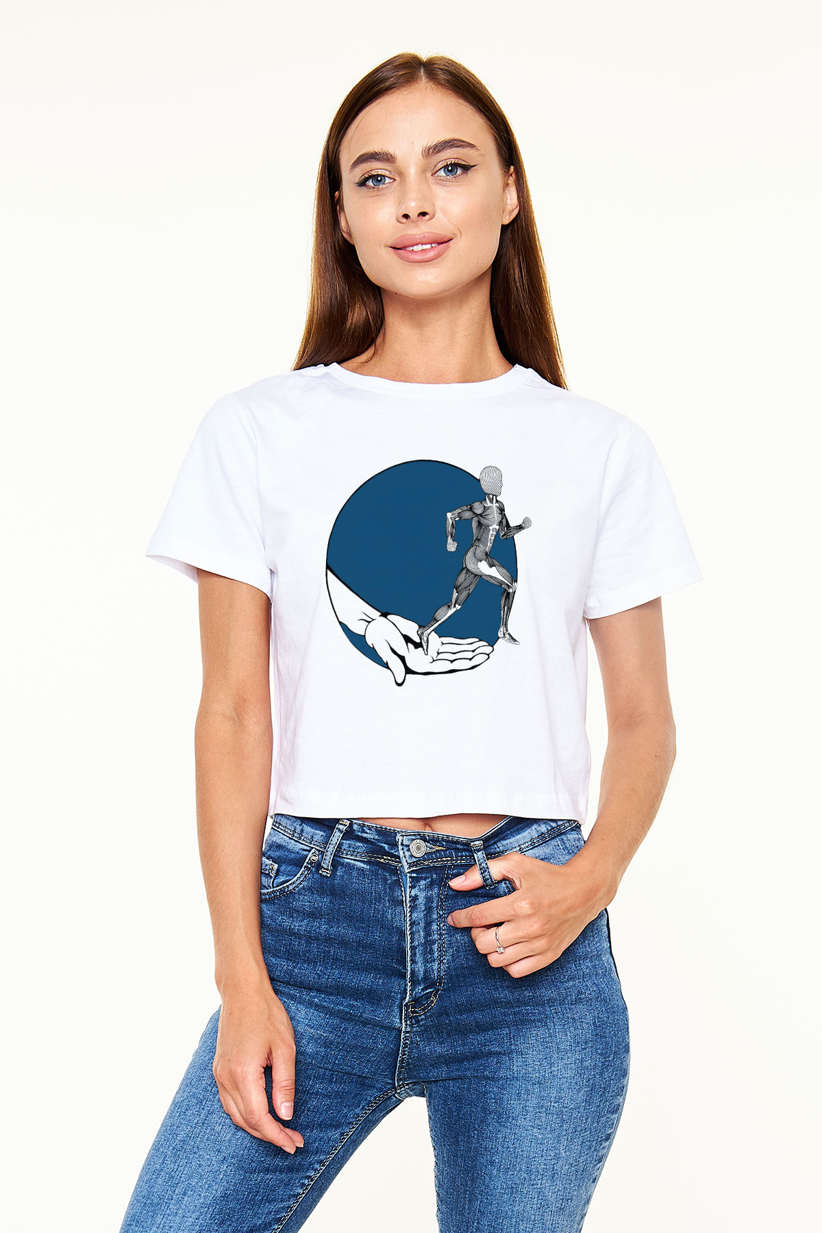 Fizyoterapist Beyaz Croptop Tişört