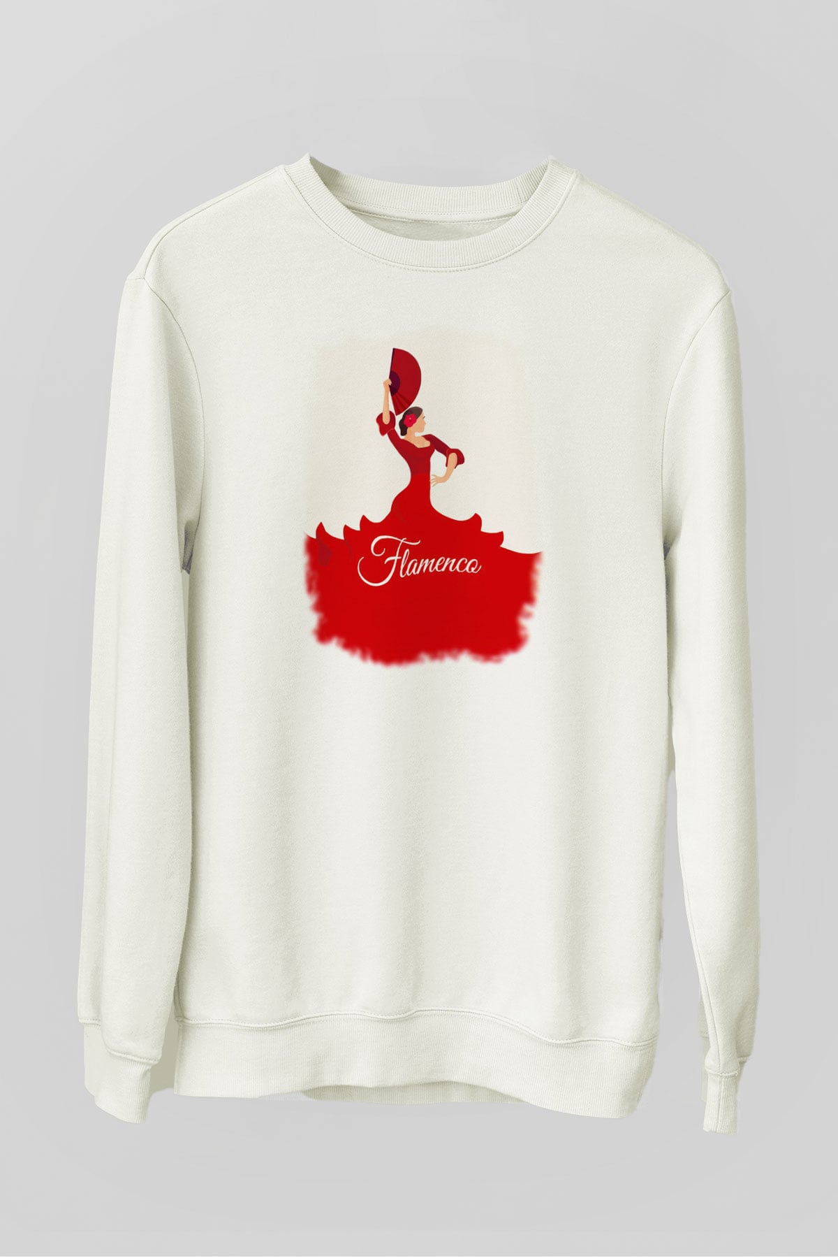 Flamenko Beyaz Unisex Sweatshirt