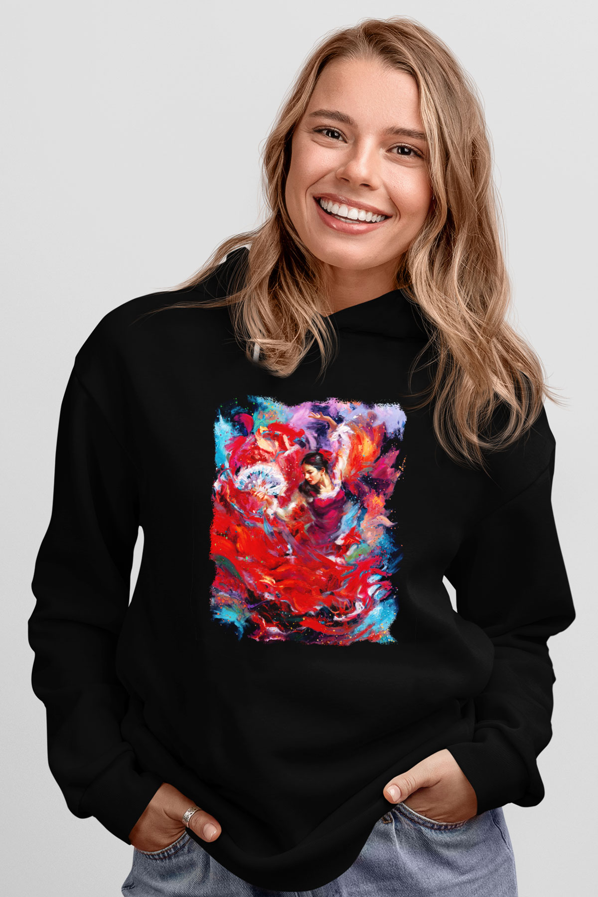 Flamenko Siyah Unisex Hoodie