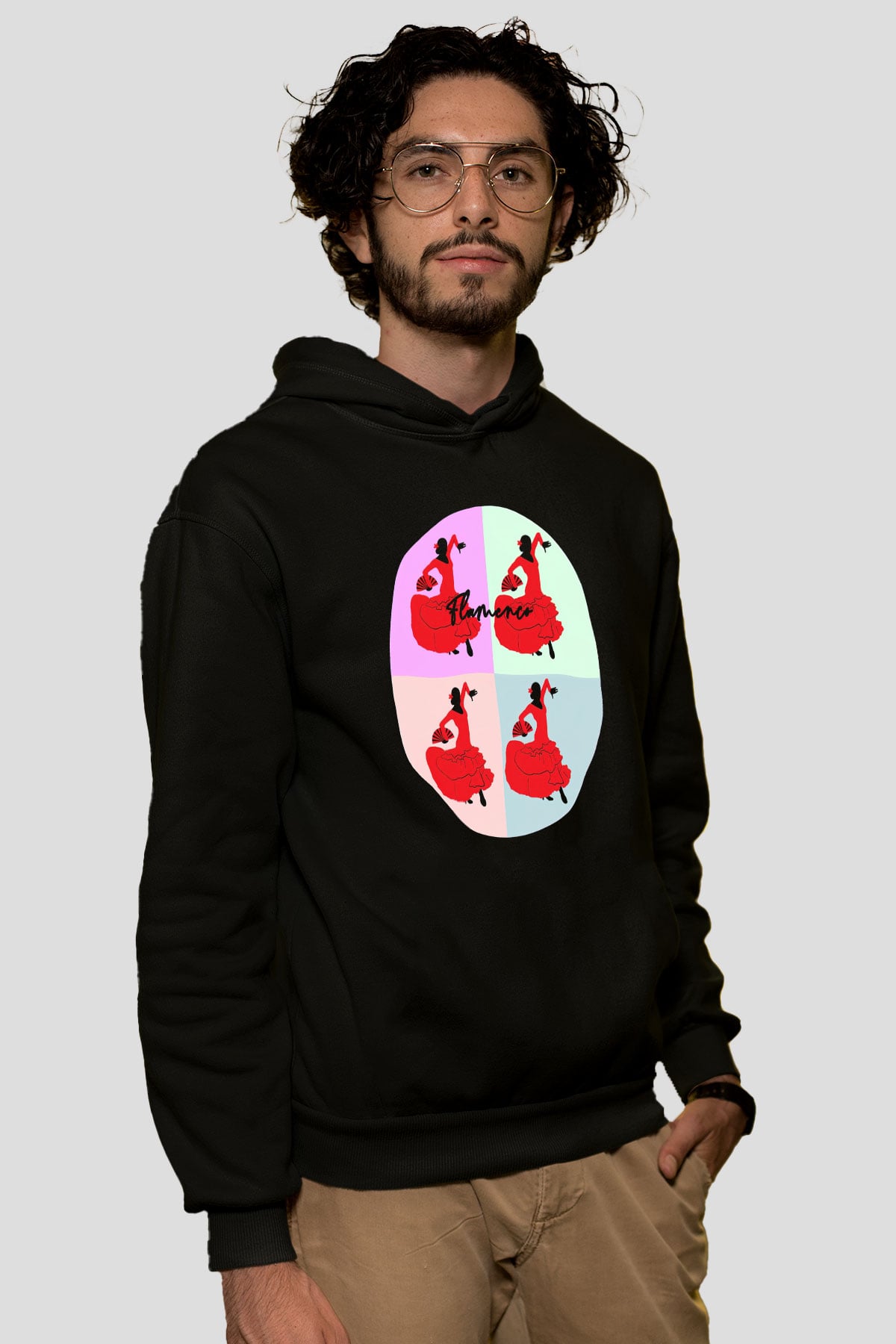 Flamenko Siyah Unisex Hoodie