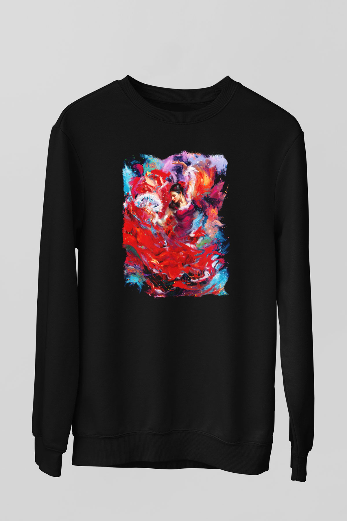 Flamenko Siyah Unisex Sweatshirt