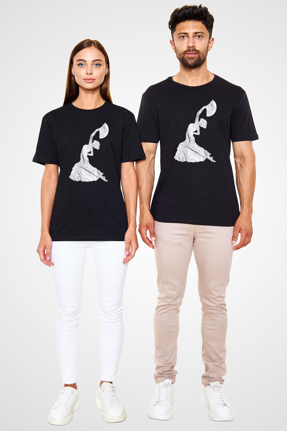 Flamenko Siyah Unisex Tişört T-Shirt - TişörtFabrikası