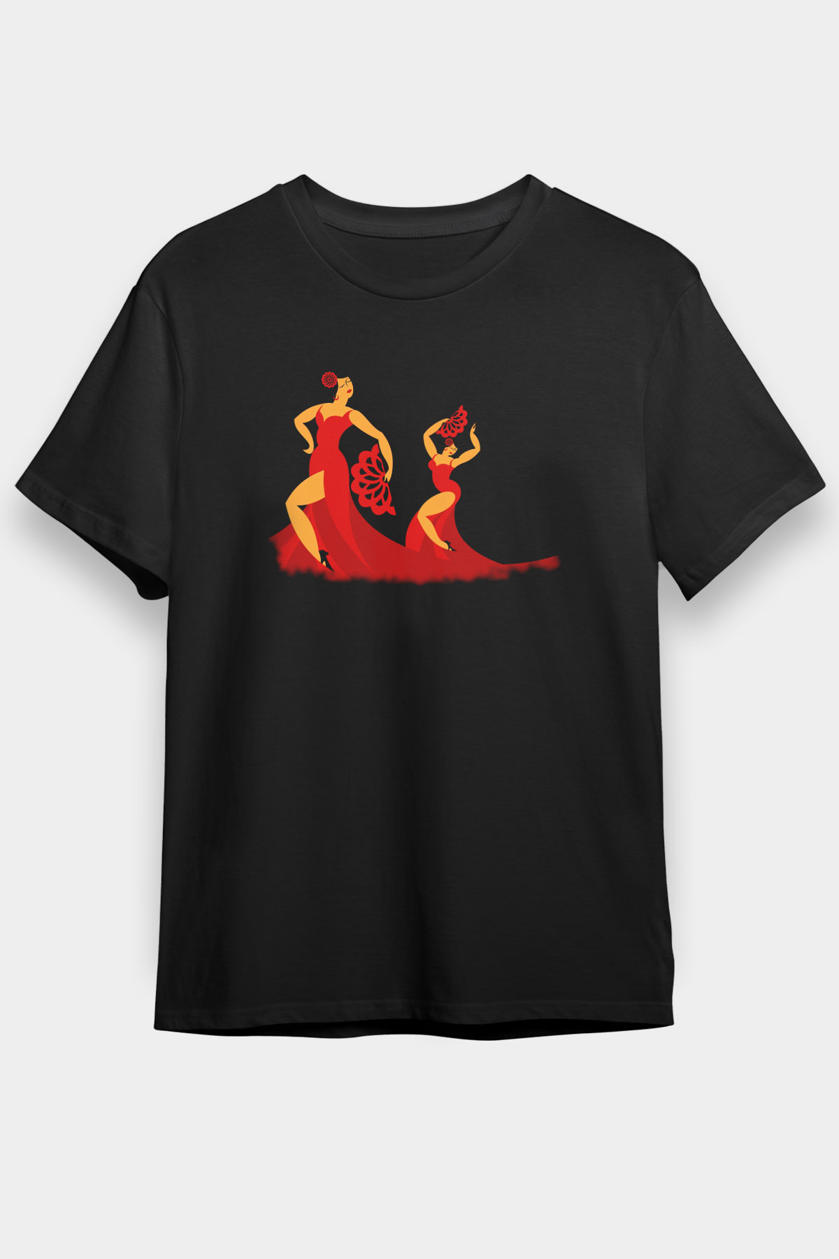 Flamenko Siyah Unisex Tişört T-Shirt - TişörtFabrikası