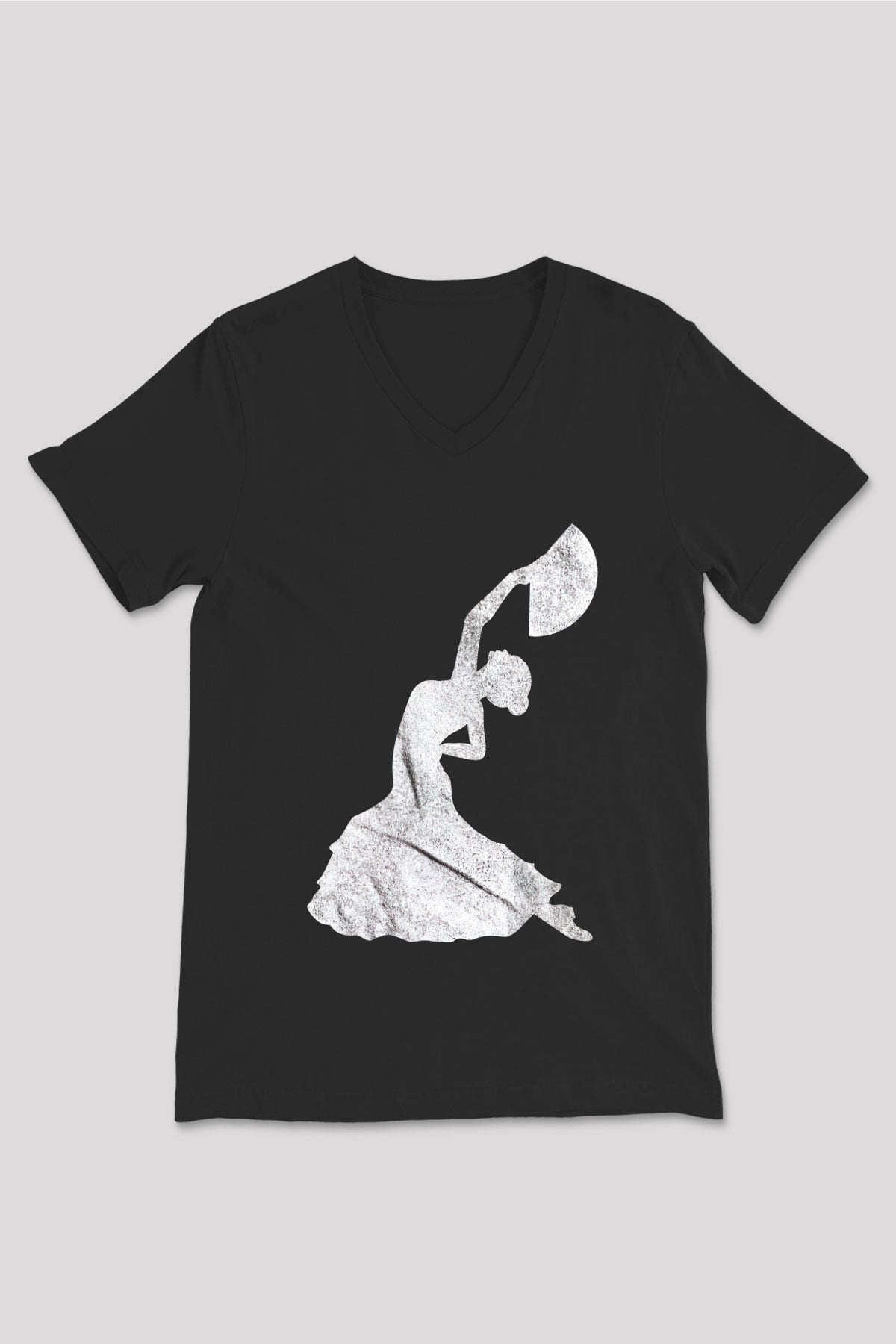Flamenko Siyah Unisex V Yaka Tişört