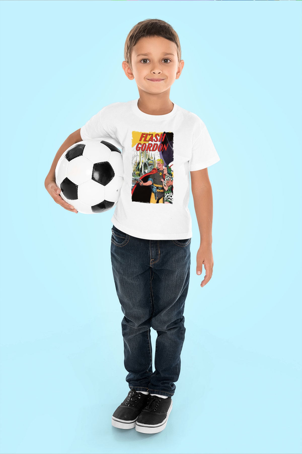 Flash Gordon Beyaz Unisex  Çocuk Tişört
