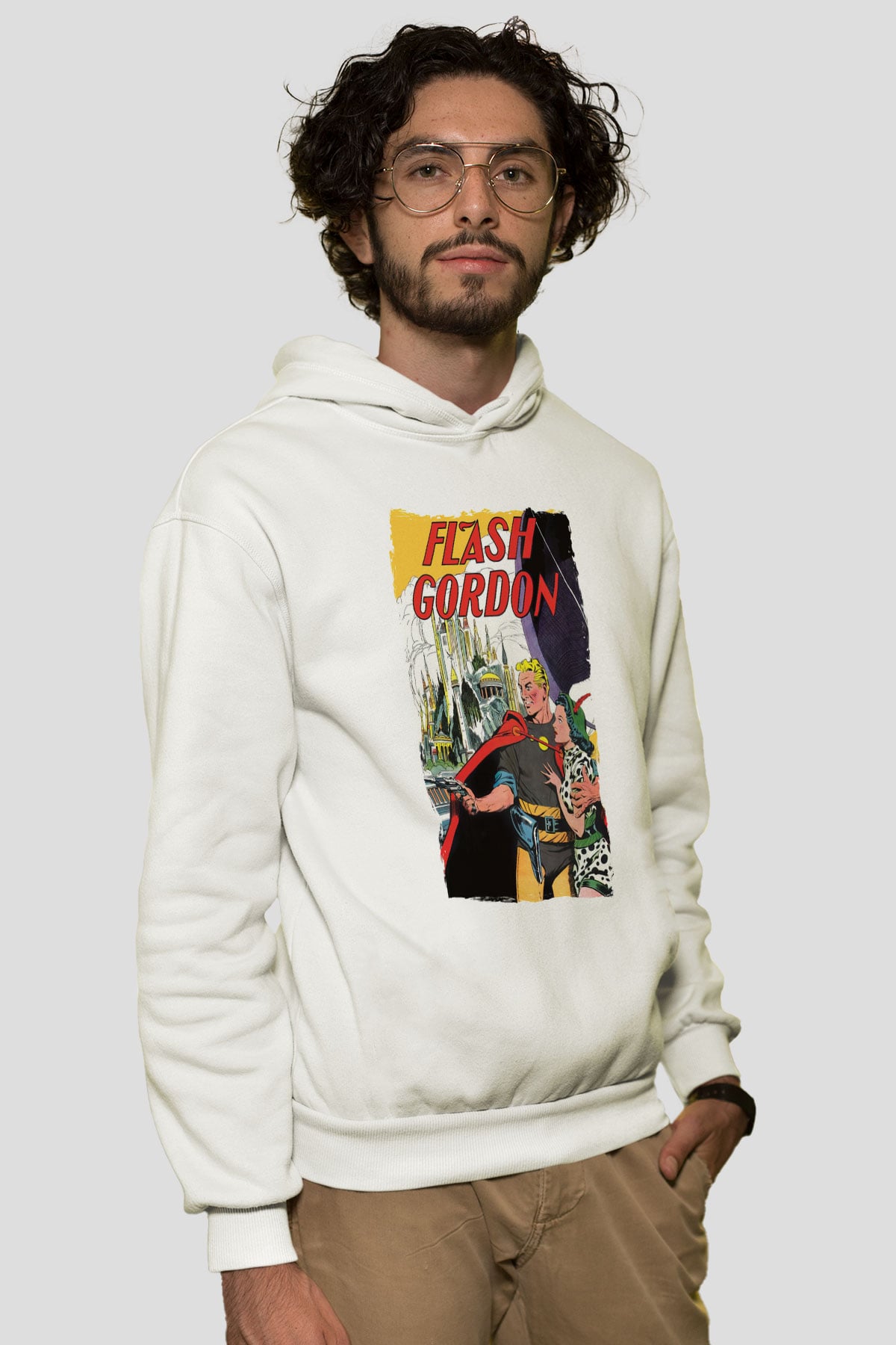 Flash Gordon Beyaz Unisex Hoodie