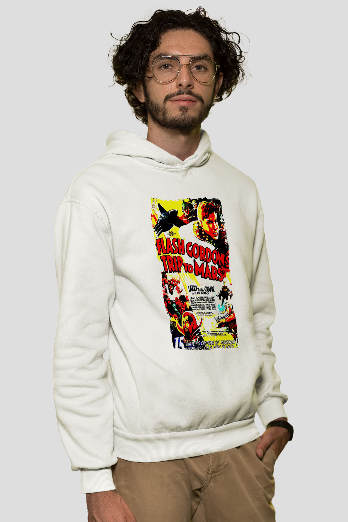 Flash Gordon Beyaz Unisex Hoodie