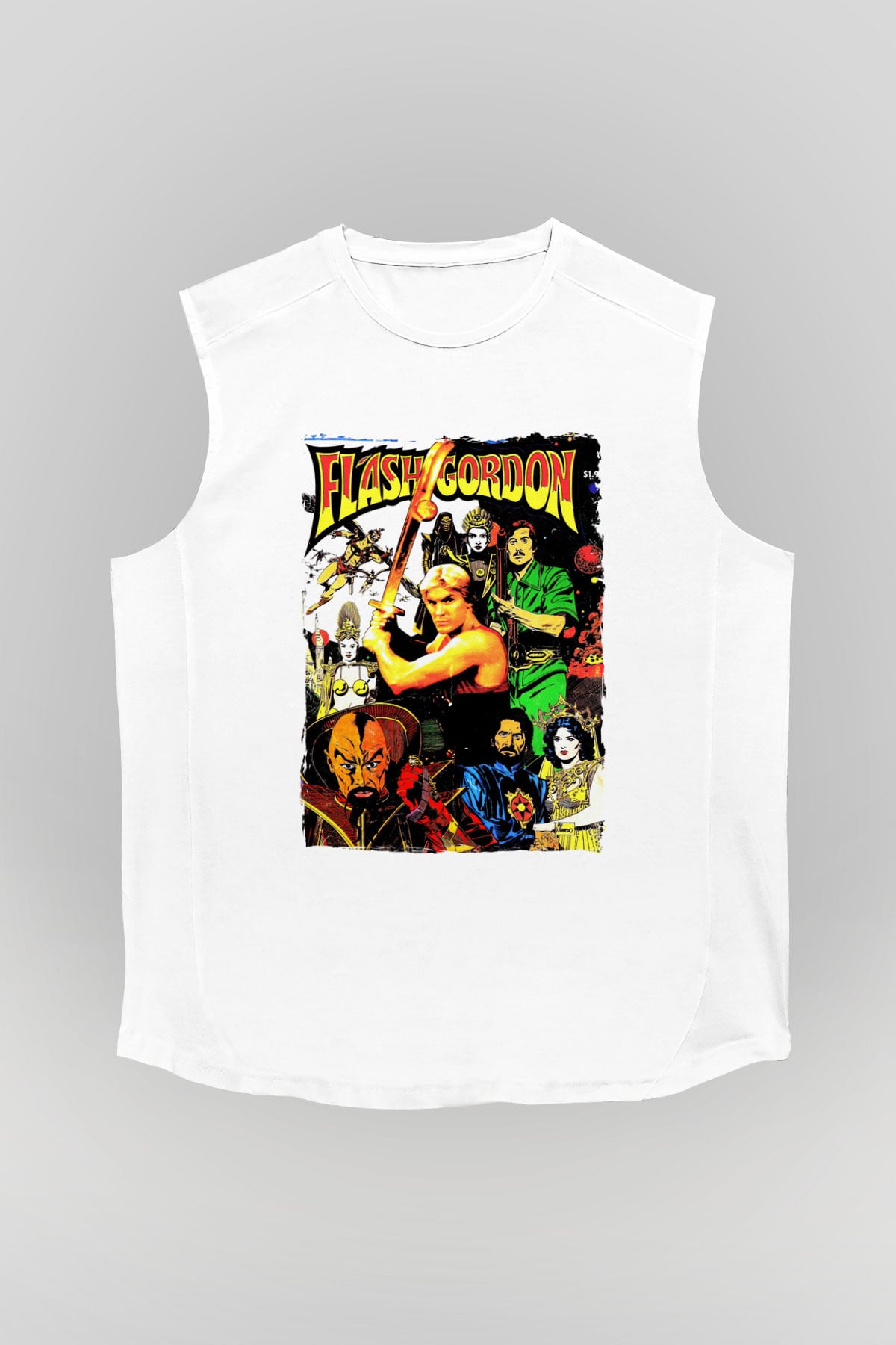 Flash Gordon Beyaz Unisex  Kolsuz Tişört