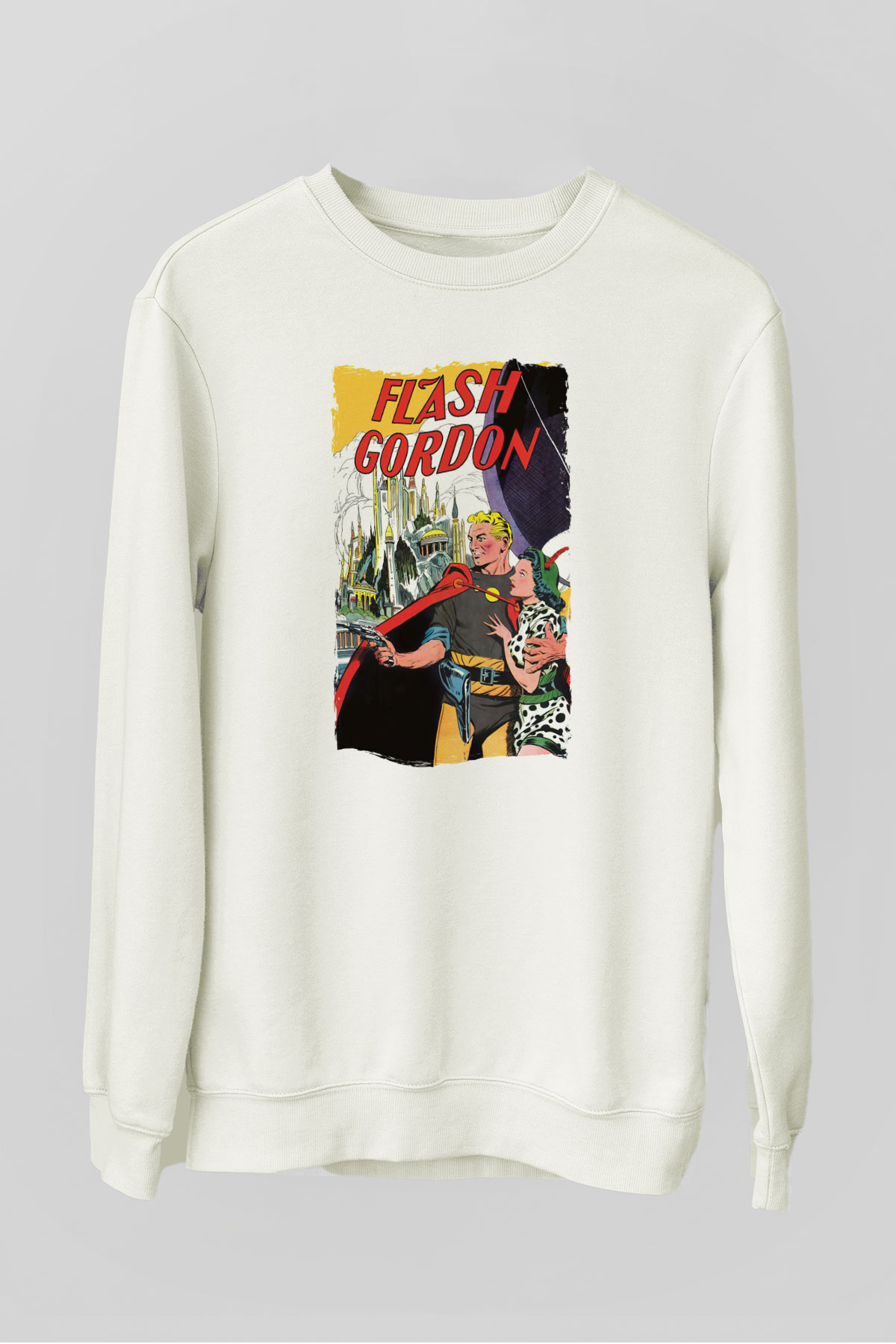 Flash Gordon Beyaz Unisex  Sweatshirt