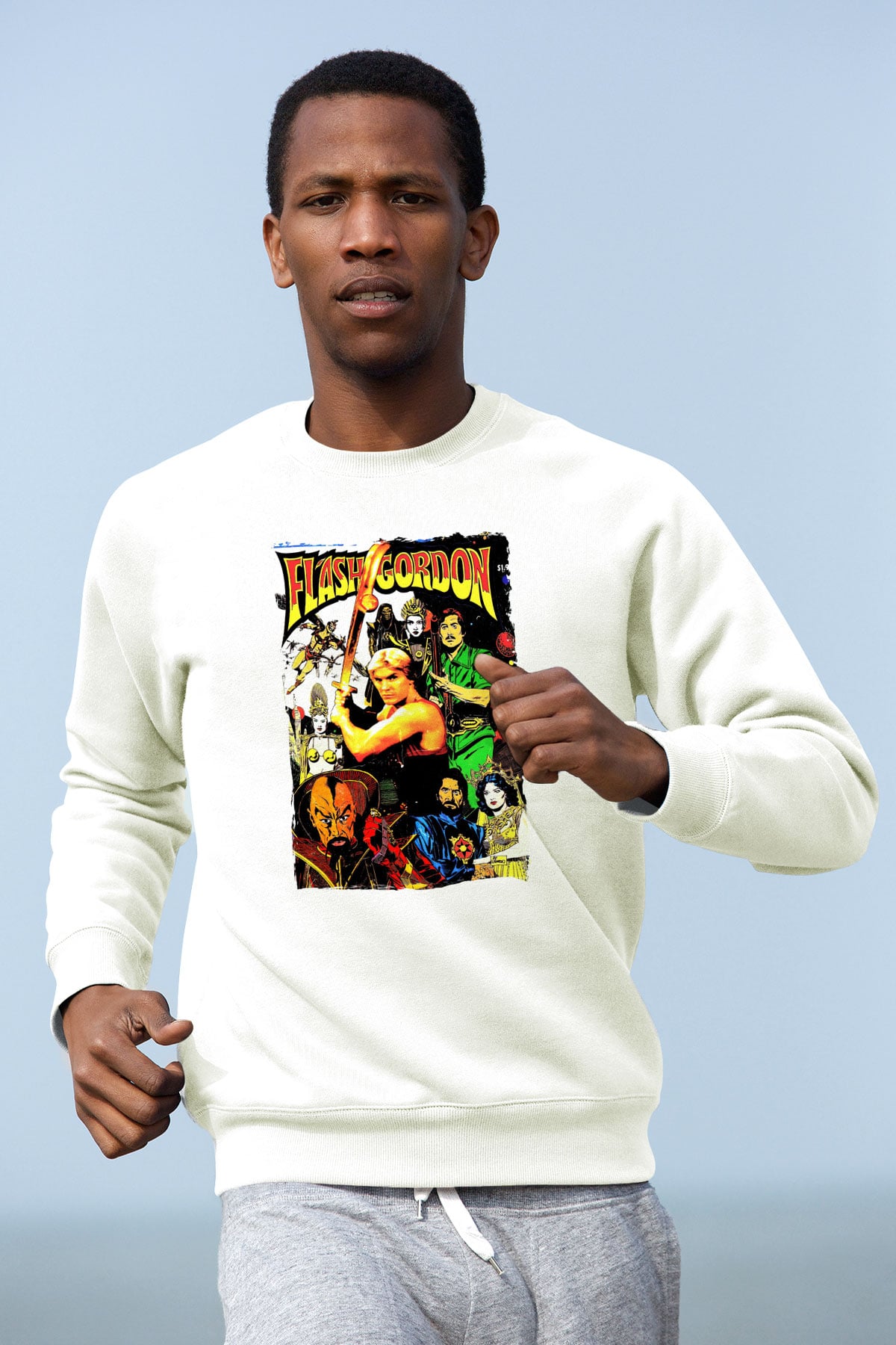 Flash Gordon Beyaz Unisex  Sweatshirt