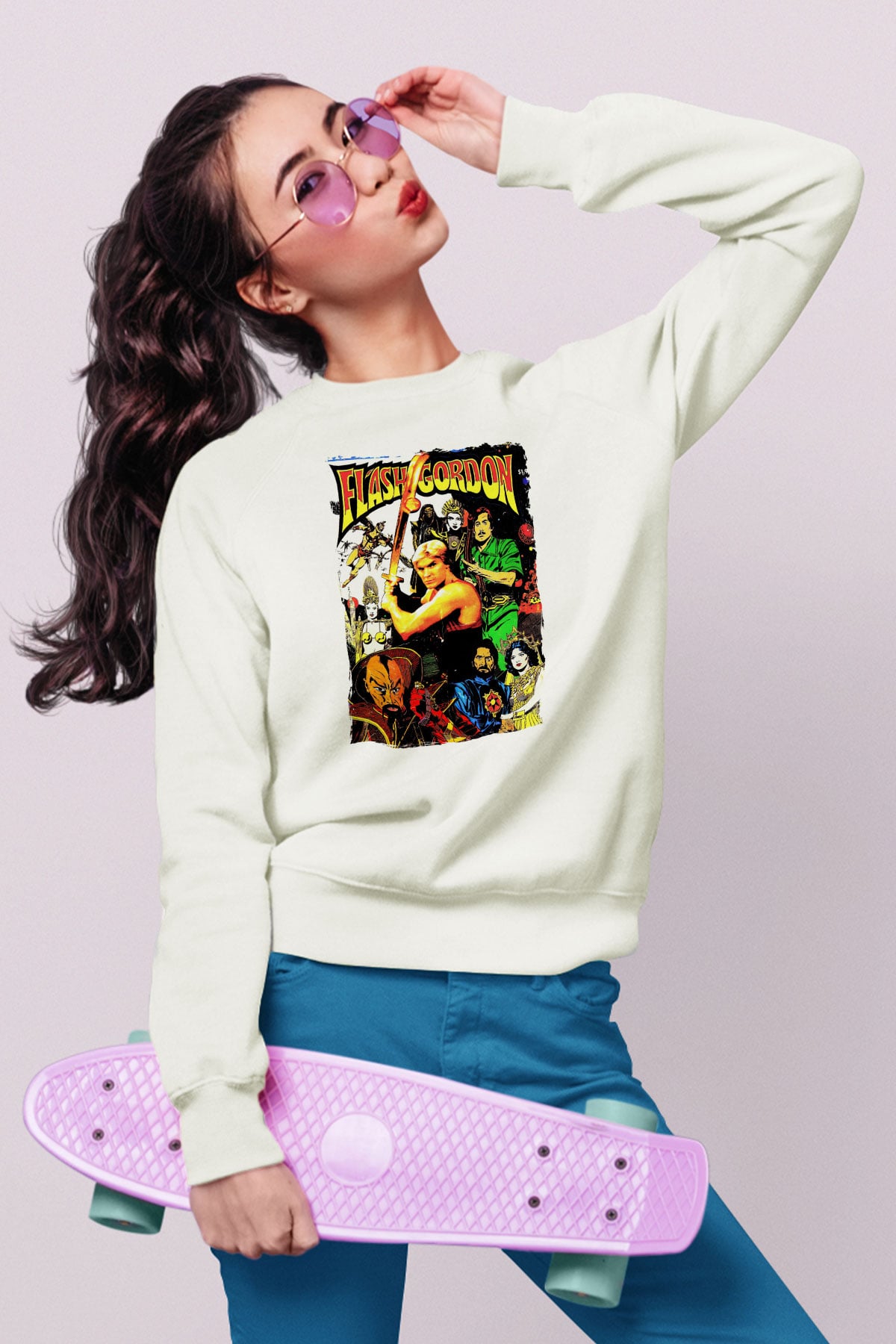 Flash Gordon Beyaz Unisex  Sweatshirt