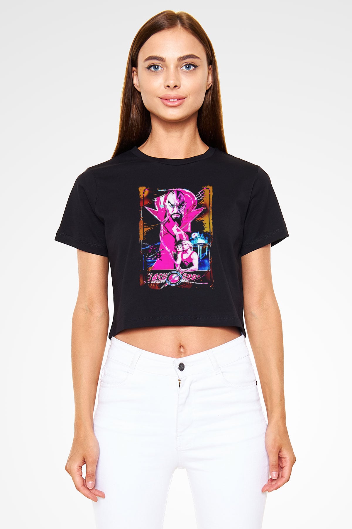 Flash Gordon Siyah   Crop Top Tişört