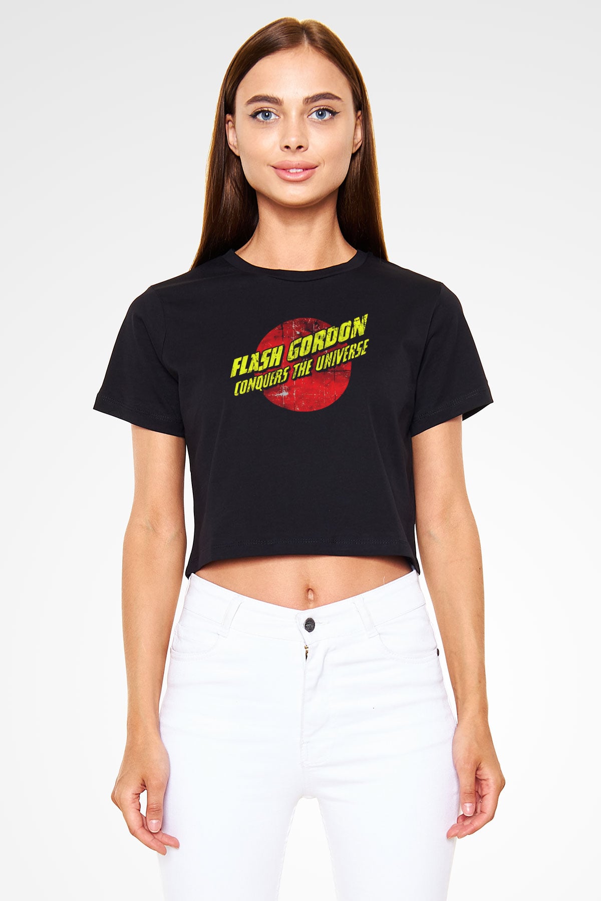 Flash Gordon Siyah   Crop Top Tişört
